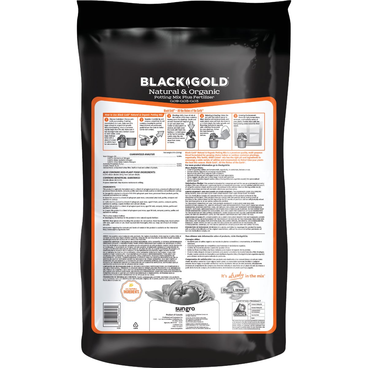 Black Gold 16 Qt. 13-1/3 Lb. All Purpose Natural & Organic Potting Soil Mix Image 2