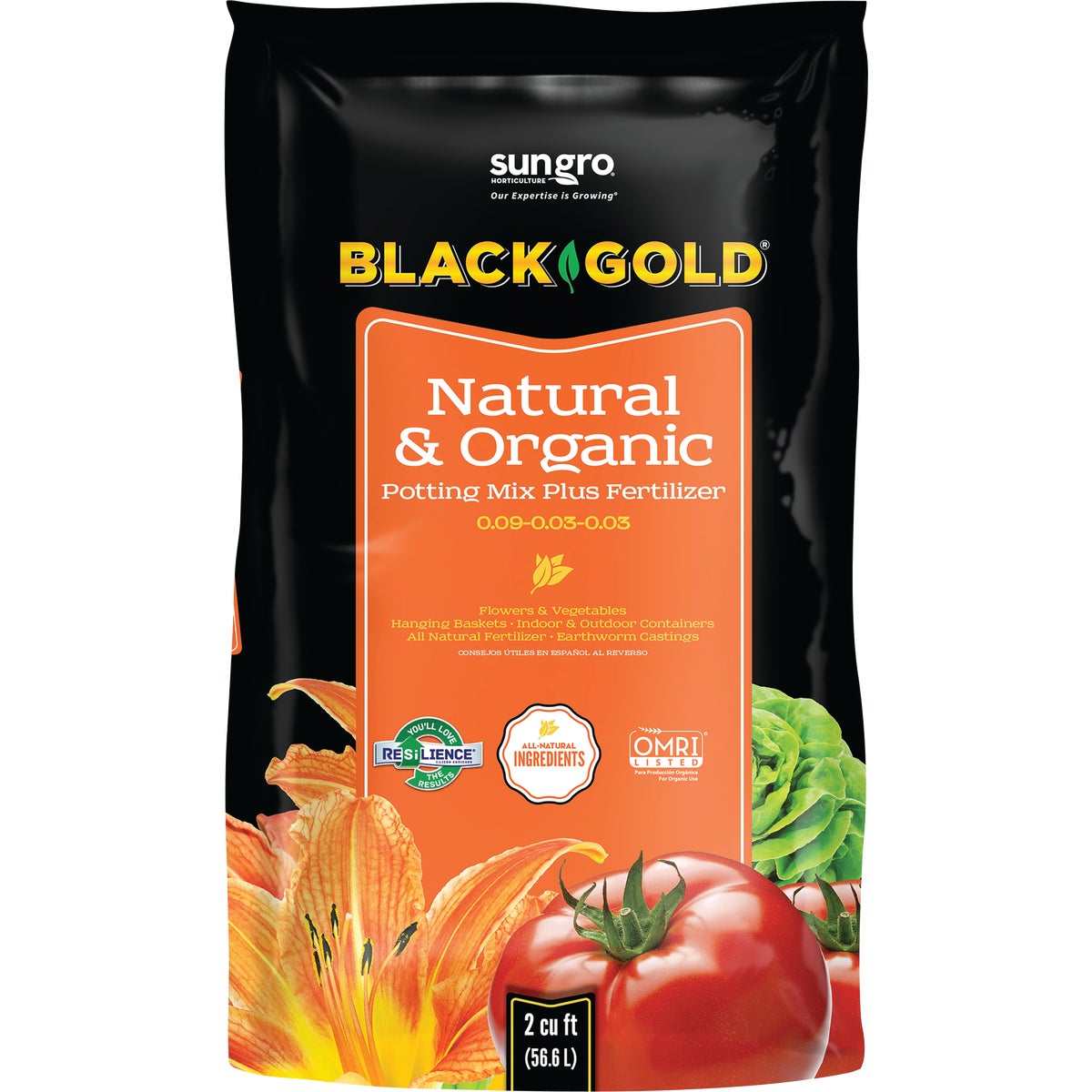 Black Gold 2 Cu. Ft. 47-1/2 Lb. All Purpose Natural & Organic Potting Soil Mix