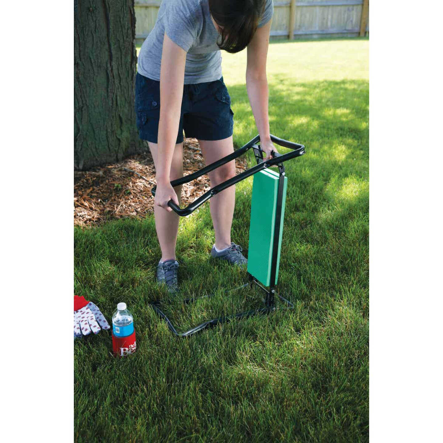Best Garden Green Foam Pad with Black Steel Frame Garden Kneeler Bench Image 6