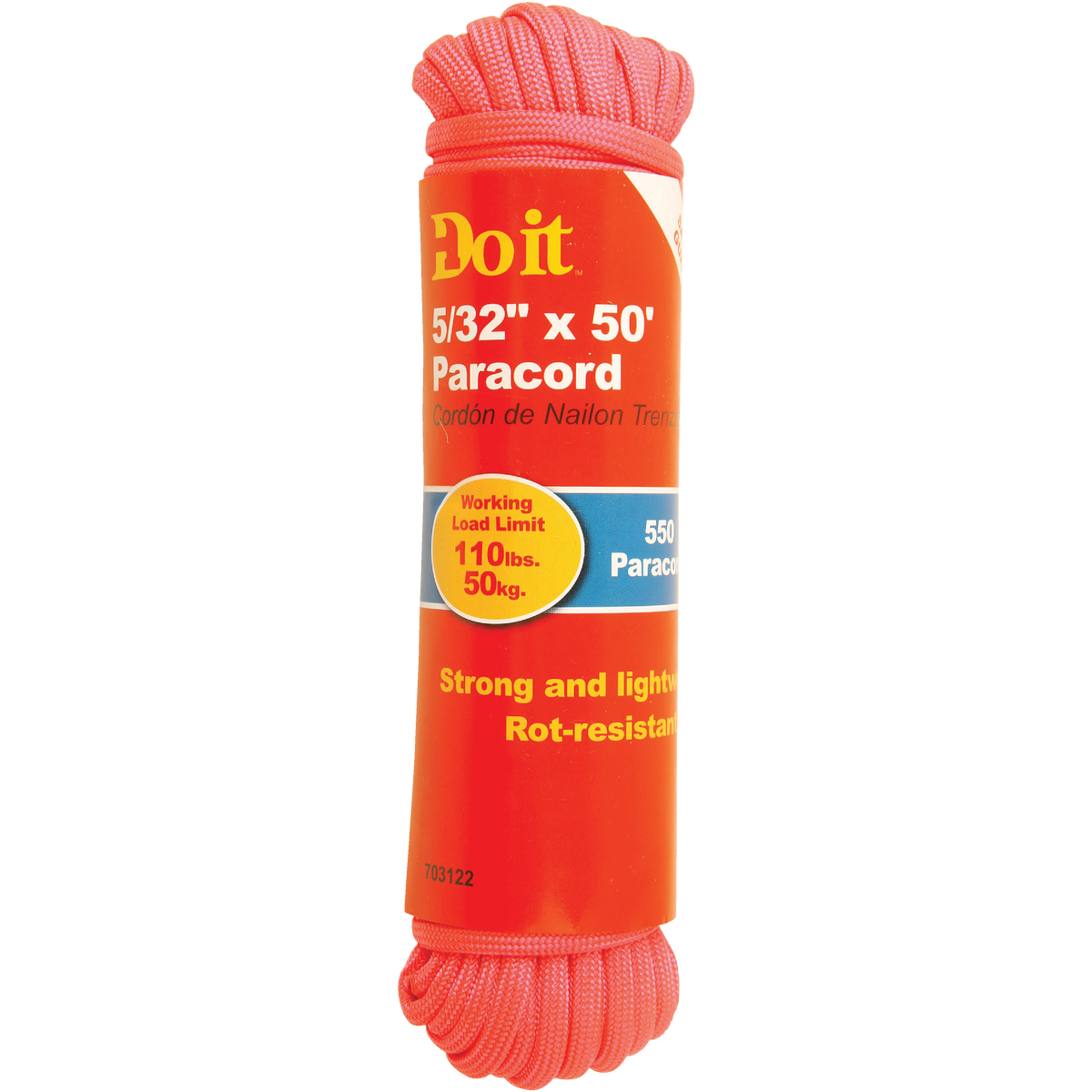Do it Best 550 5/32 In. x 50 Ft. Pink Nylon Paracord