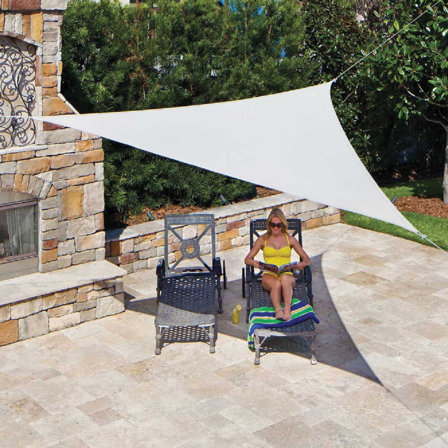 Coolaroo 11 Ft. 10 In Pebble High Density Polyethylene Ready To Hang Shade Sail Canopy Image 1