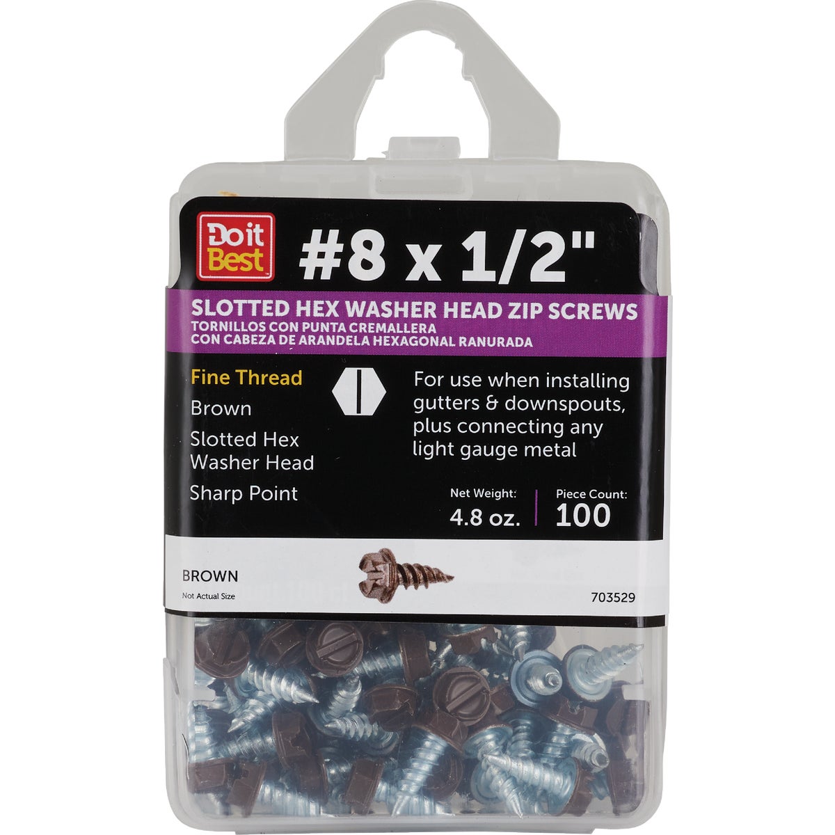 Do it #8 x 1/2 In. Brown Slotted Hex Washer Head Screw (100-Count)