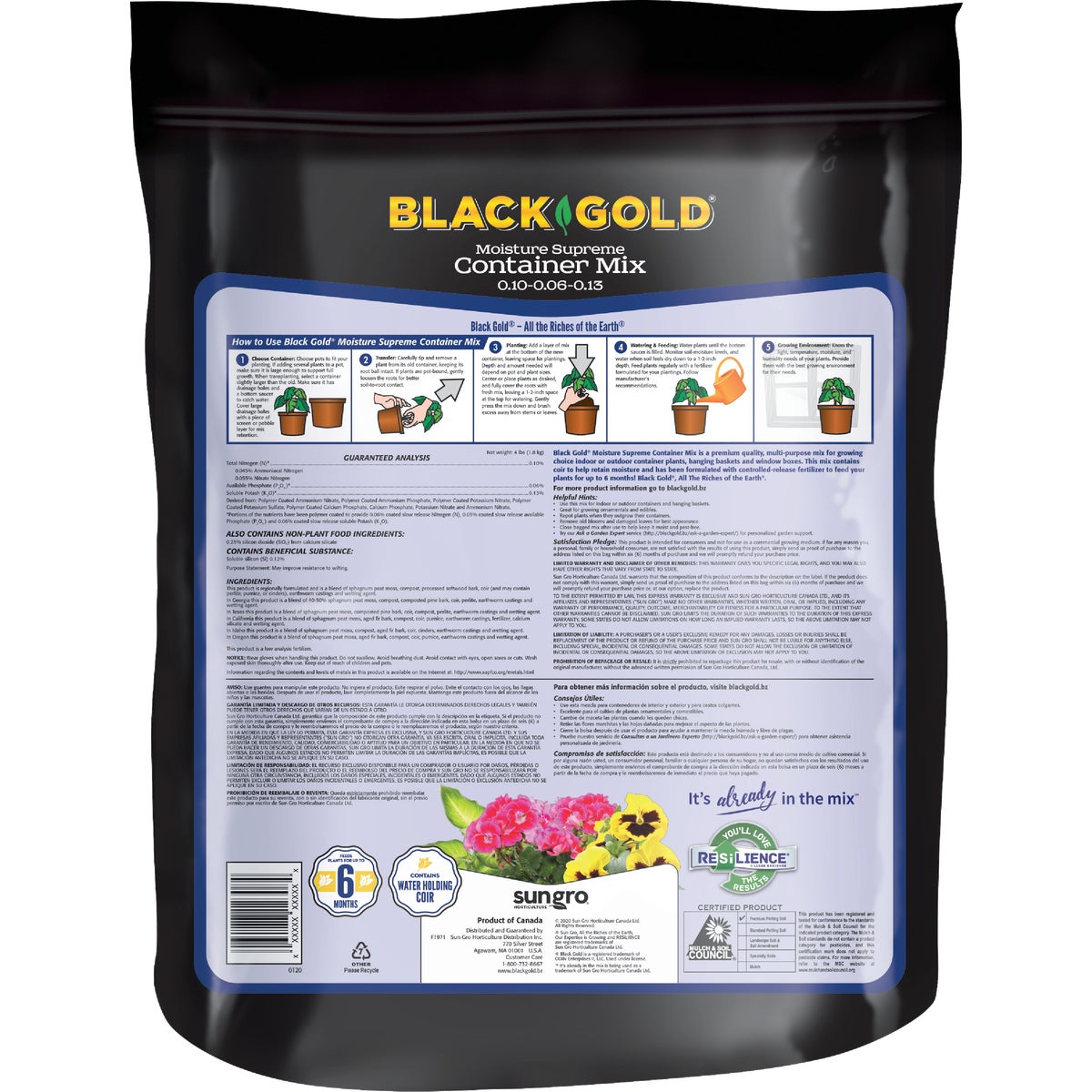 Black Gold Moisture Supreme 8 Qt. 6 Lb. Container Potting Soil Mix Image 4