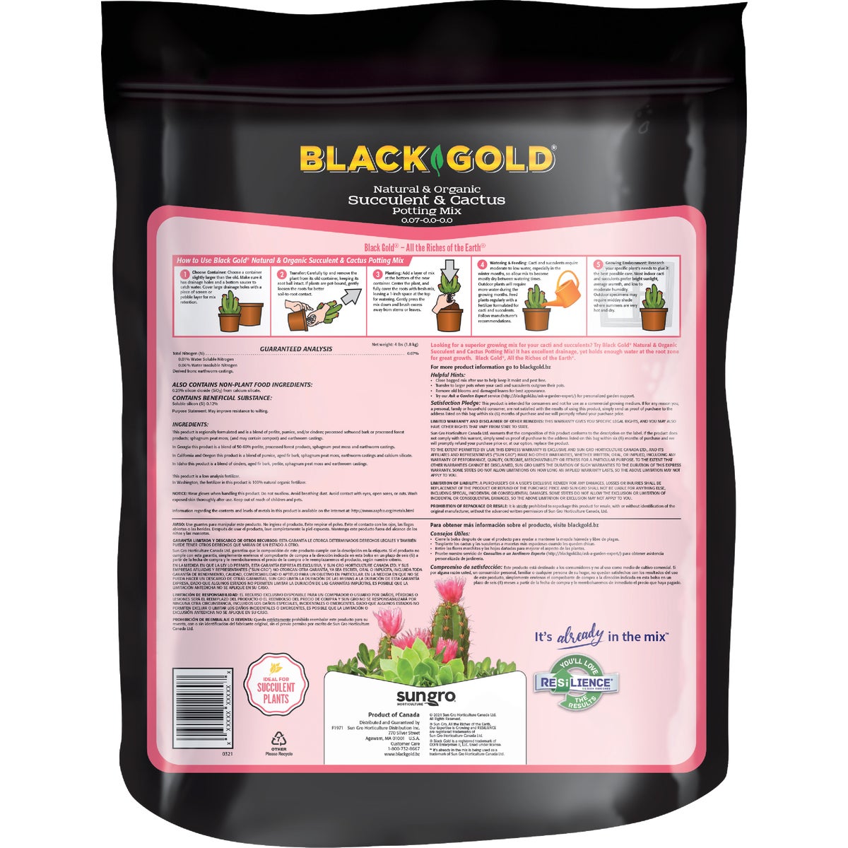 Black Gold 8 Qt. 8.3 Lb. Fast Draining Cactus Mix Potting Soil Mix Image 3