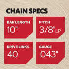 Oregon AdvanceCut 10 In. 40-Link 0.043 In. ga Chainsaw Chain Image 5