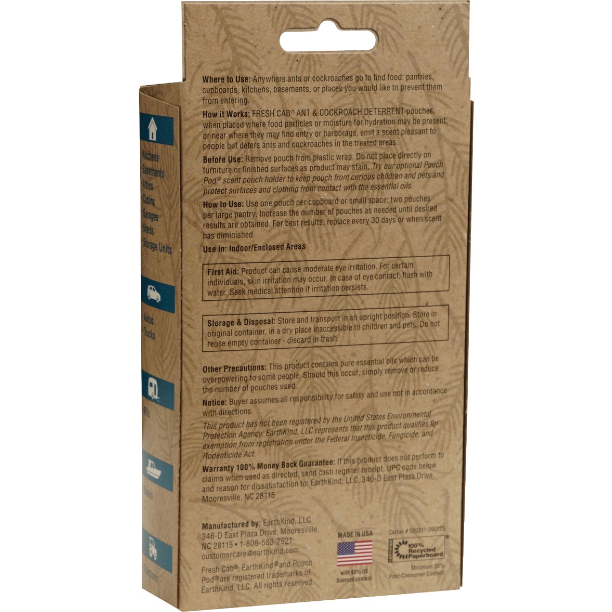EarthKind Fresh Cab 30 to 60-Day Natural Ant & Roach Repellent Refill Pouch (2-Pack) Image 8