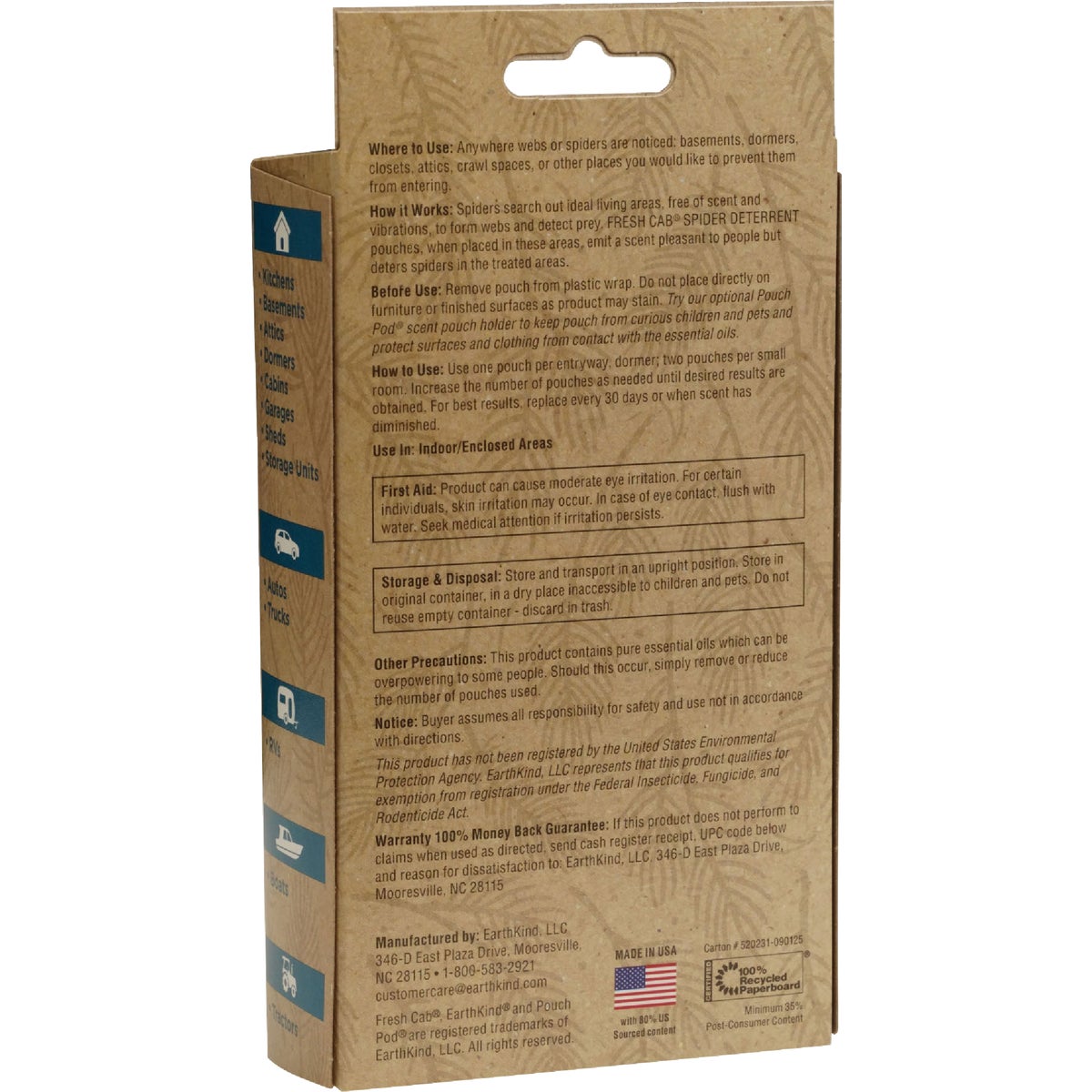 EarthKind Fresh Cab 30 to 60-Day Natural Spider Repellent Refill Pouch (2-Pack) Image 6