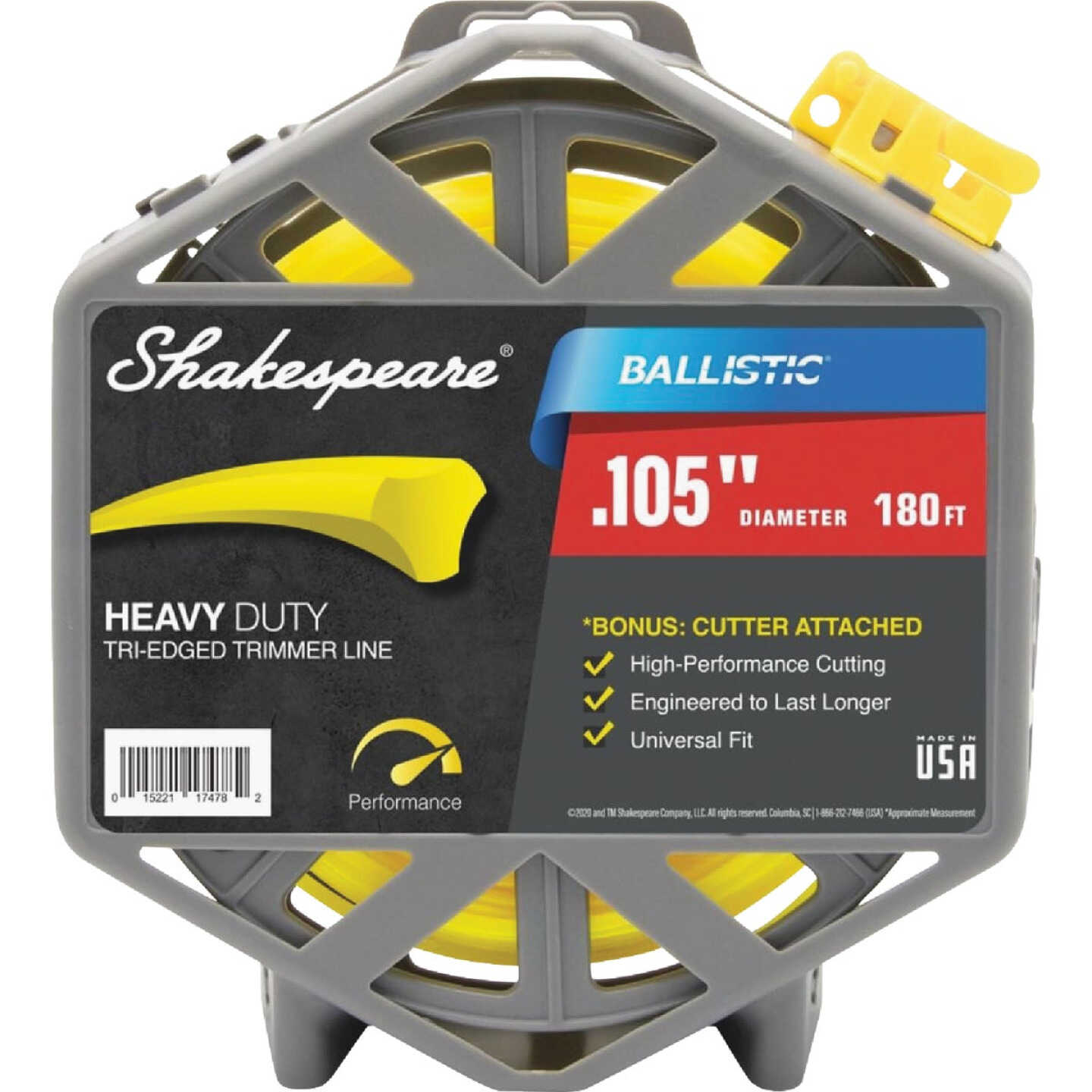 Shakespeare Ballistic 0.105 In.x 180 Ft. Tri-Edged Trimmer Line With Cutter Image 1