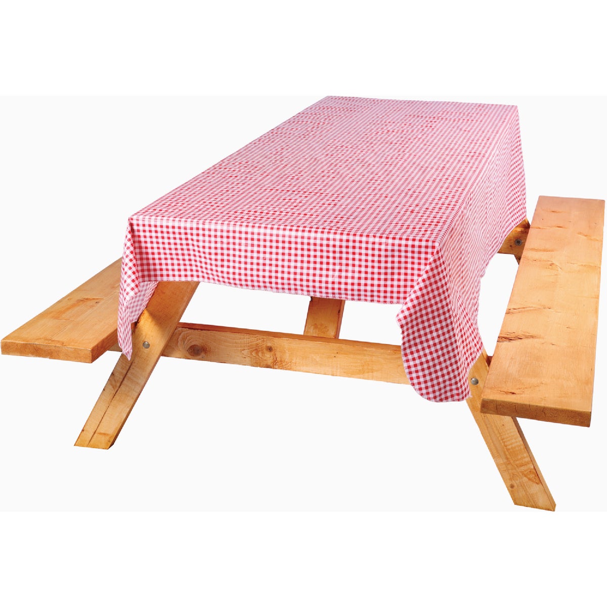 Coghlans 54 In. W. x 72 In. L. Red & White Plaid Vinyl Picnic Tablecloth Image 3