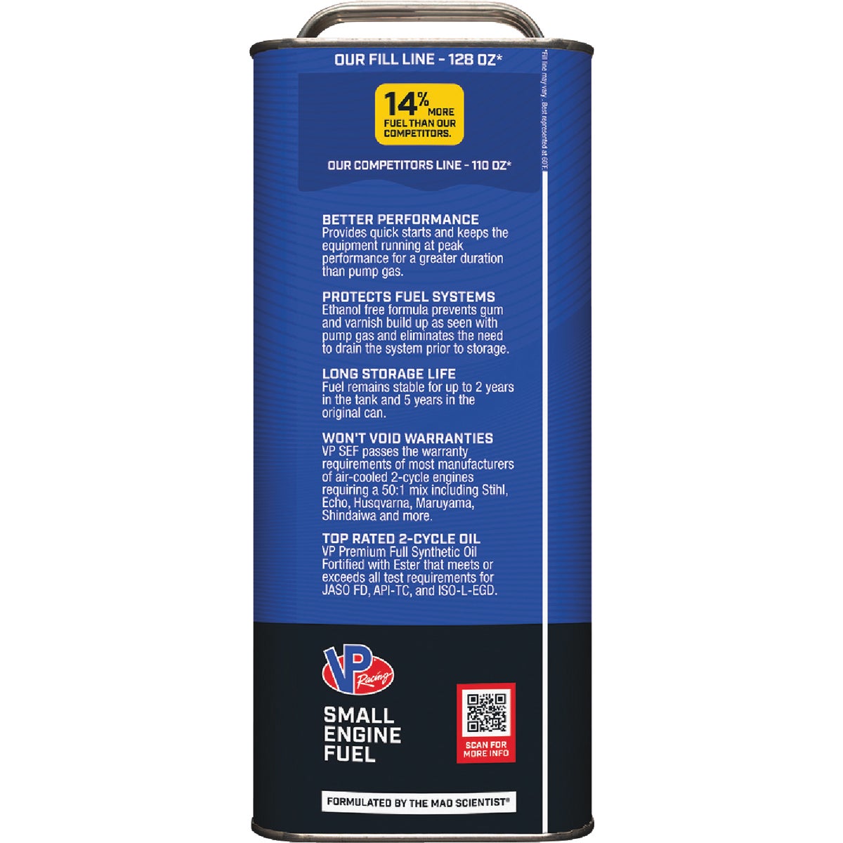 VP Racing Fuels 1 Gal. 50:1 Ethanol-Free Gas & Oil Pre-Mix Image 3