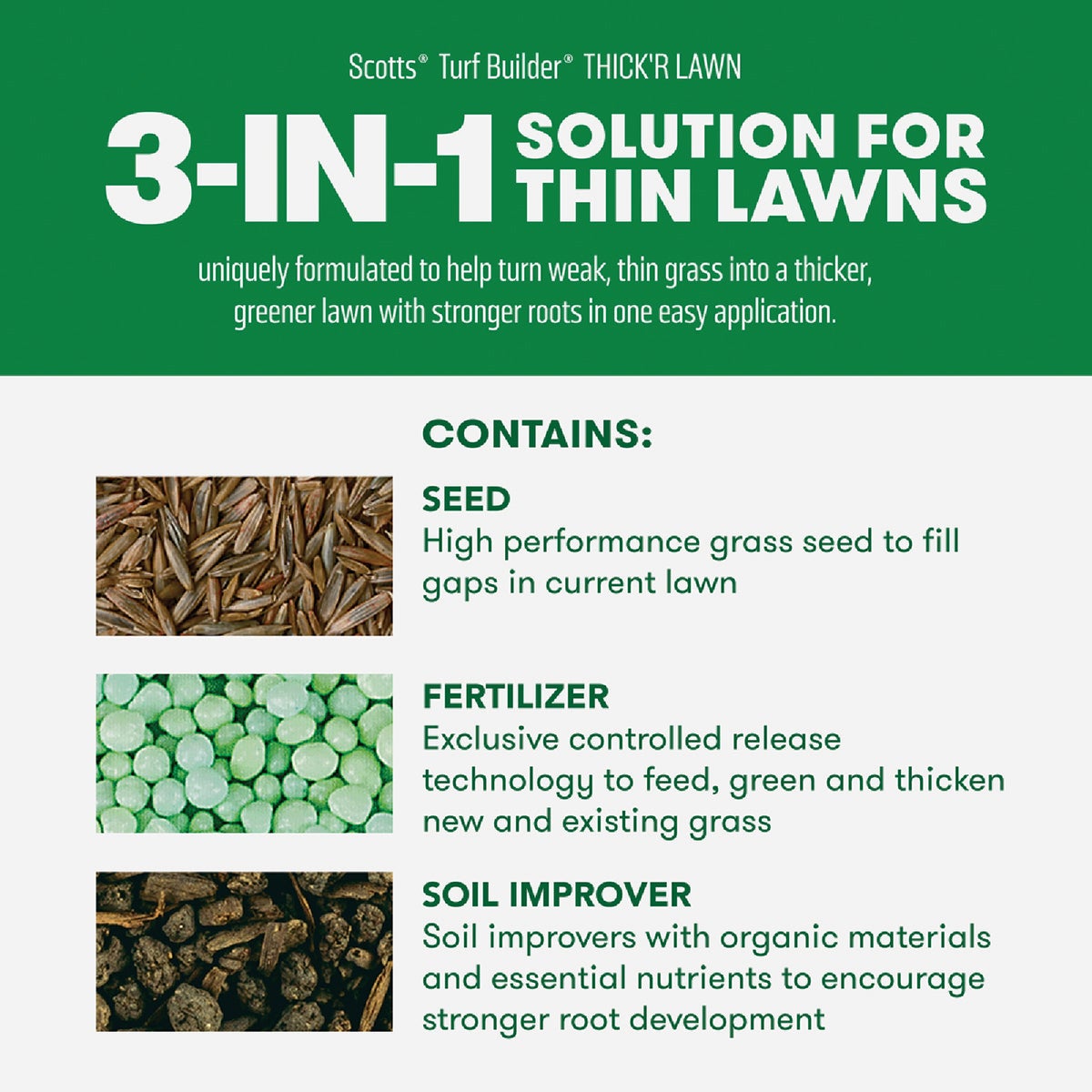 Scotts Turf Builder Thick'R Lawn 40 Lb. 4000 Sq. Ft. Sun & Shade Grass Seed, Fertilizer, and Soil Improver Combination Image 2