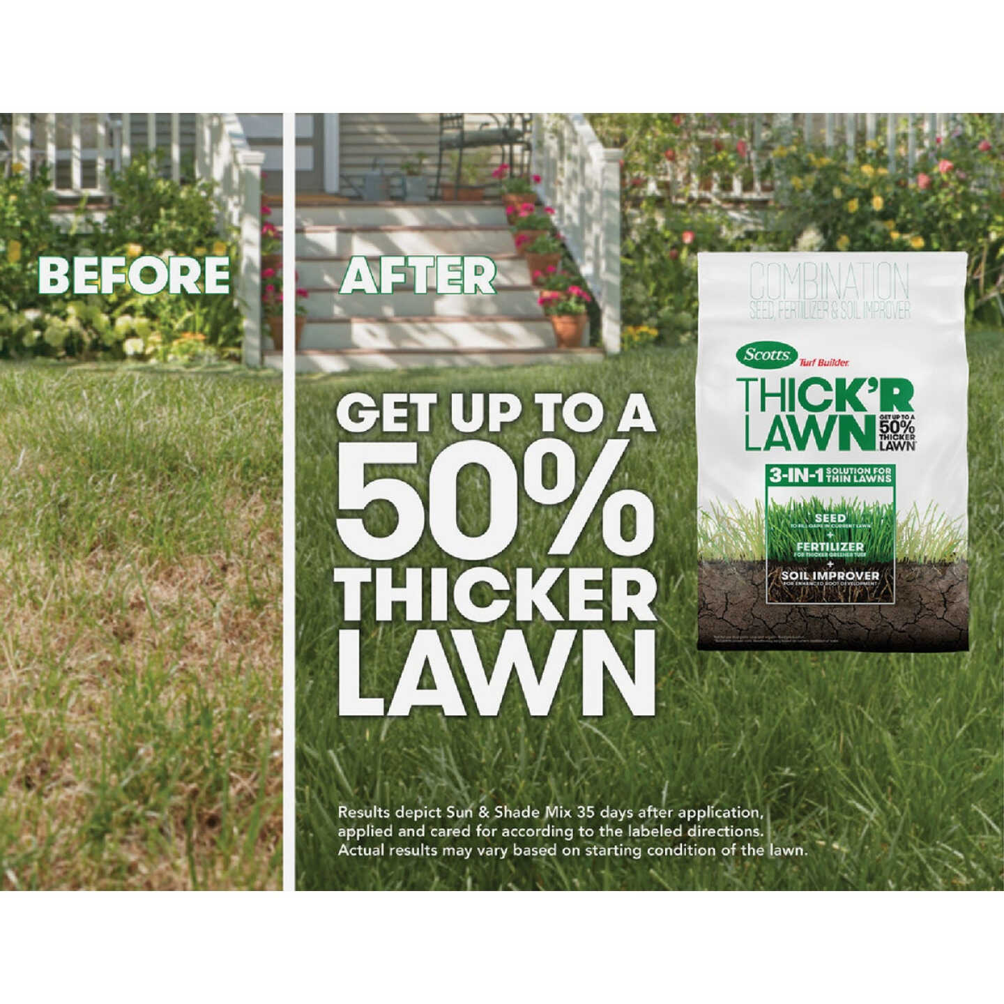 Scotts Turf Builder Thick'R Lawn 12 Lb. 1200 Sq. Ft. Tall Fescue Mix Grass Seed, Fertilizer, and Soil Improver Combination Image 5