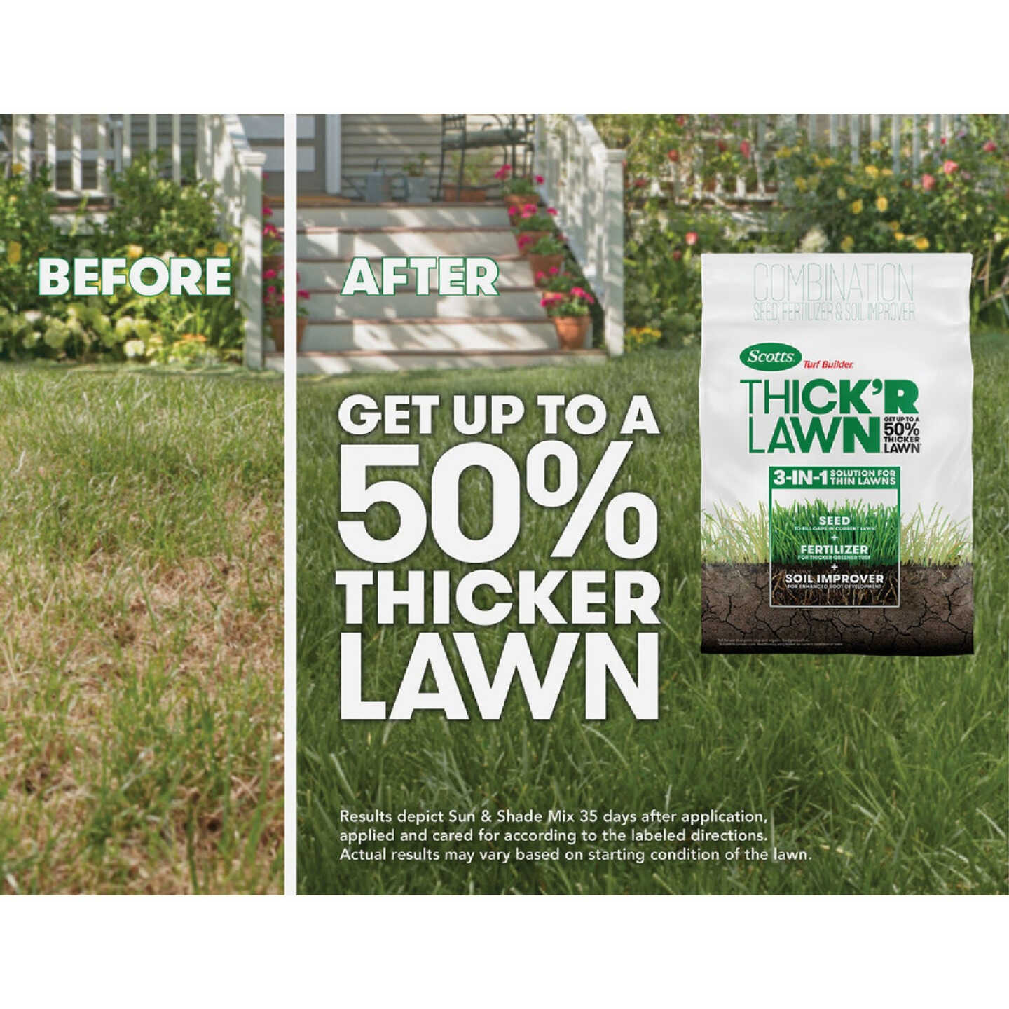 Scotts Turf Builder Thick'R Lawn 40 Lb. 4000 Sq. Ft. Tall Fescue Mix Grass Seed, Fertilizer, and Soil Improver Combination Image 5
