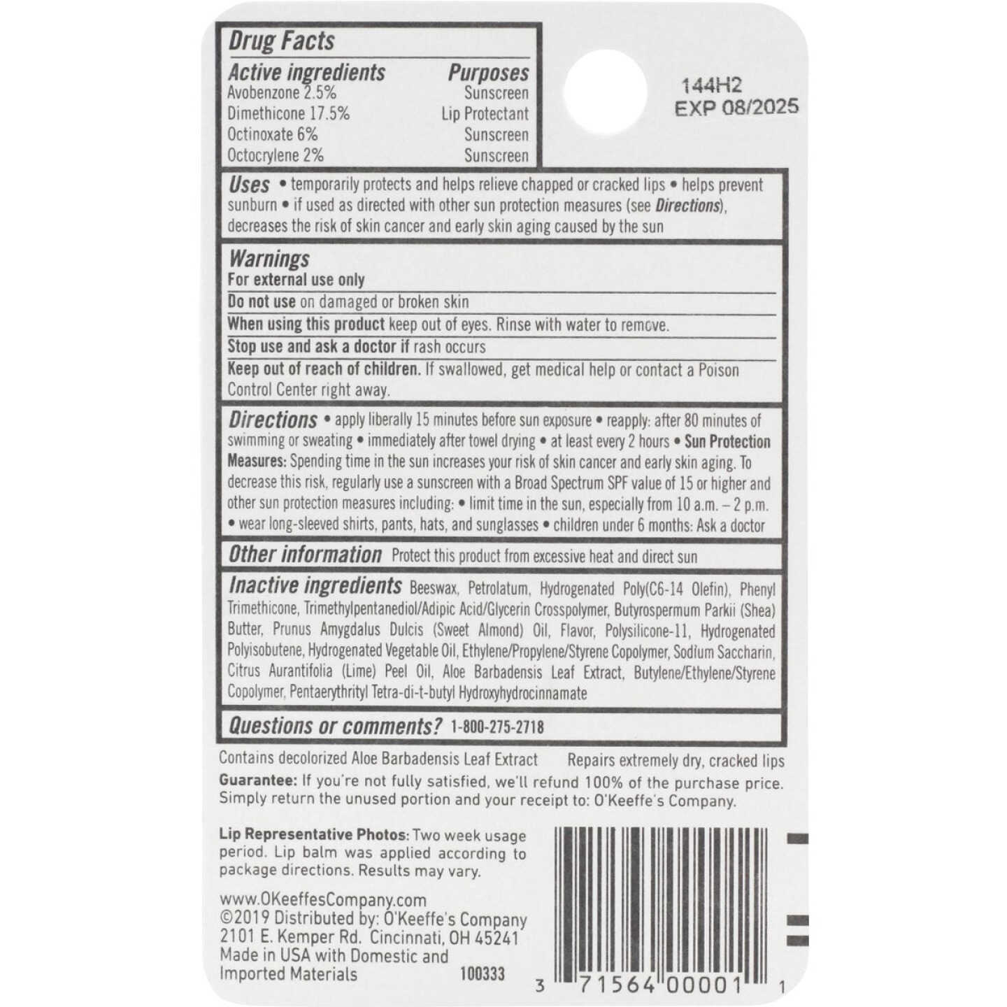 O'Keeffe's SPF 35 Unflavored Lip Repair, 0.15 Oz. Image 3