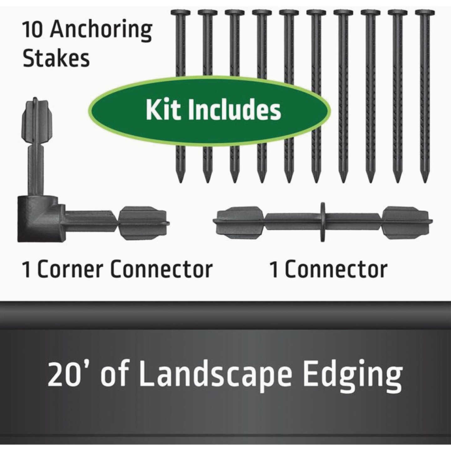Master Mark Plus 4.5 In. x 20 Ft. Black Plastic Landscape Edging Kit with YardPack Image 4