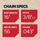 Oregon AdvanceCut 16 In. 56-Link 0.043 In. ga Chainsaw Chain Image 5