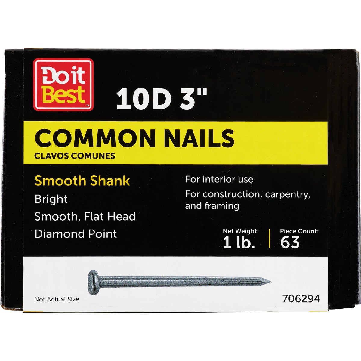 Do it 10d x 3 In. 9 ga Bright Common Nails (66-Count, 1 Lb.) Image 1