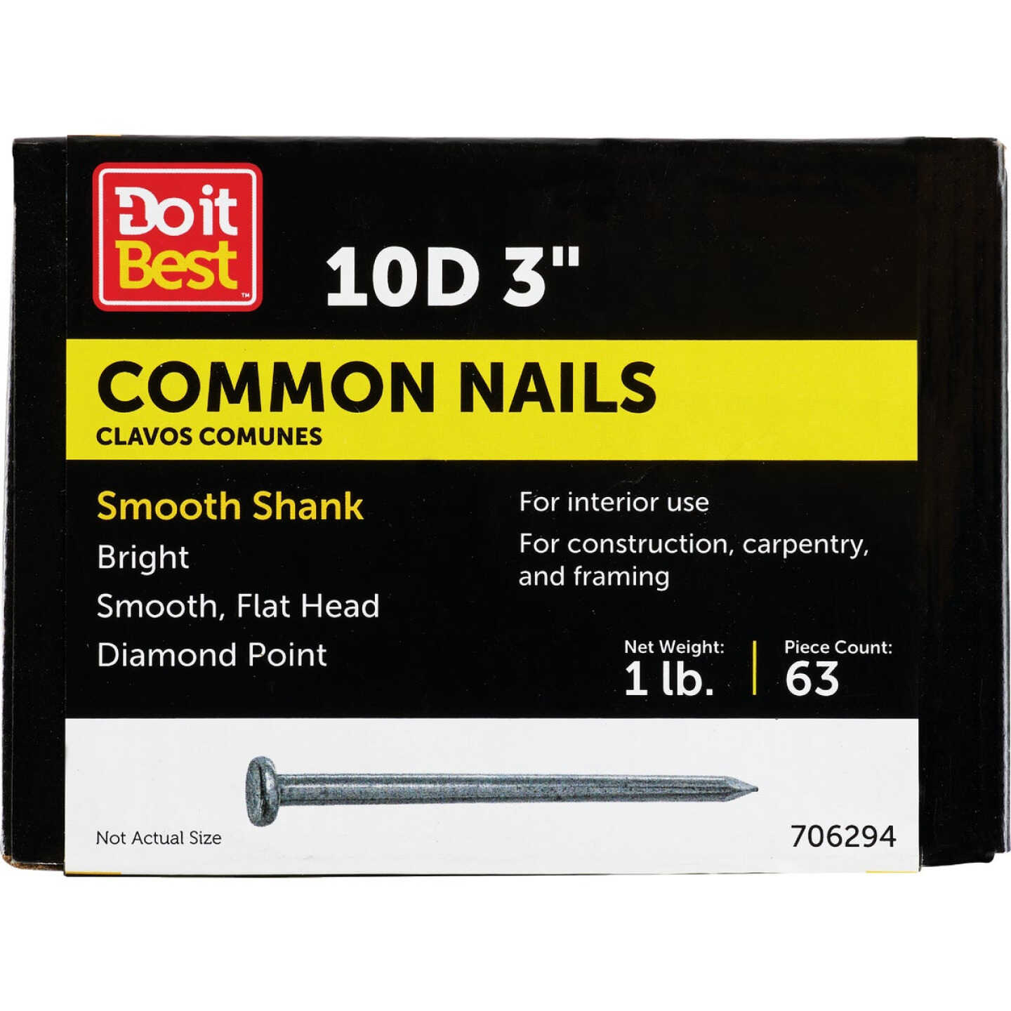 Do it 10d x 3 In. 9 ga Bright Common Nails (66-Count, 1 Lb.) Image 1