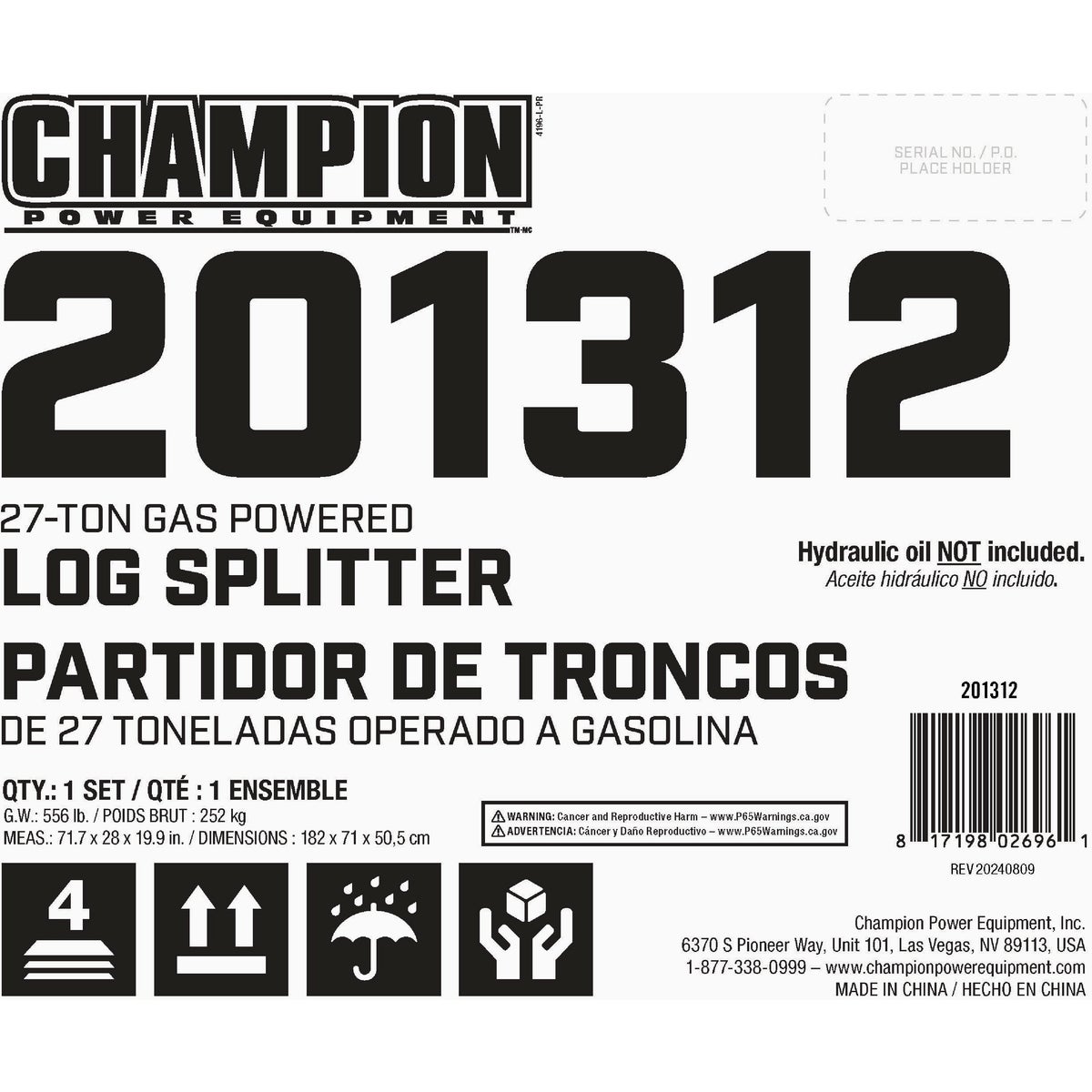 Champion 27-Ton Gas Log Splitter Image 2