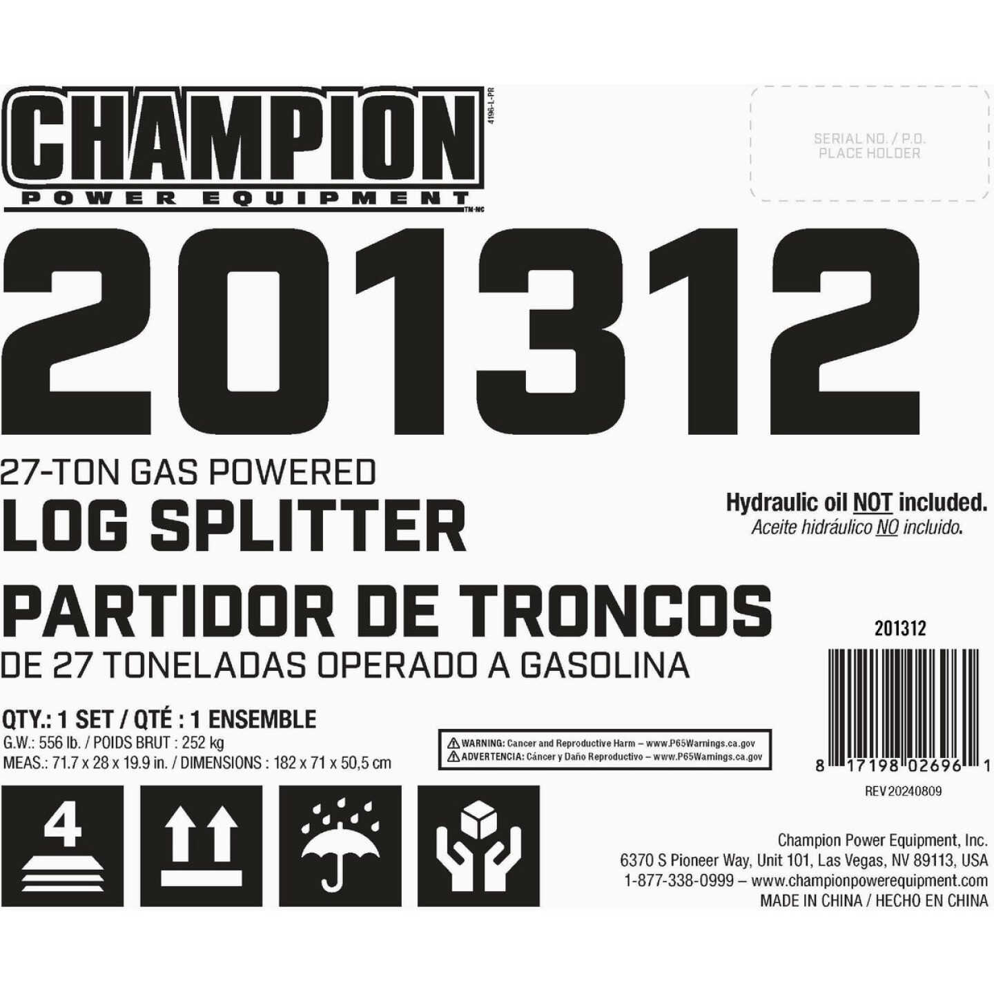 Champion 27-Ton Gas Log Splitter Image 2