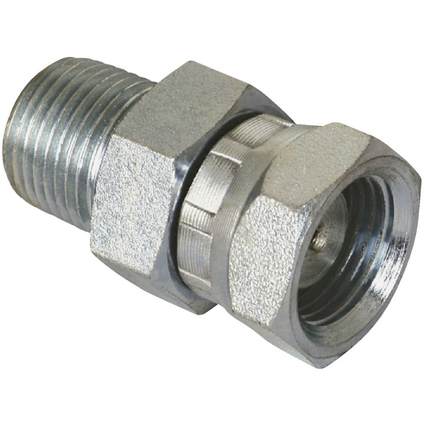 Apache 1/4 In. Male Pipe x 3/8 In. Female Pipe Swivel Hydraulic Hose Adapter Image 1