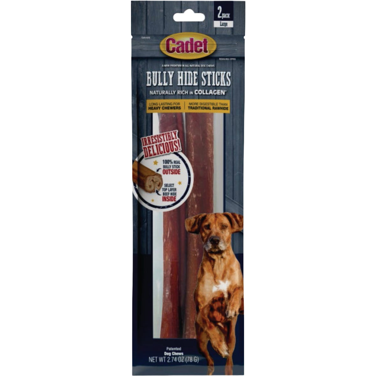 Cadet Large Bully Hide Sticks All-Natural Dog Chews (2-Count)