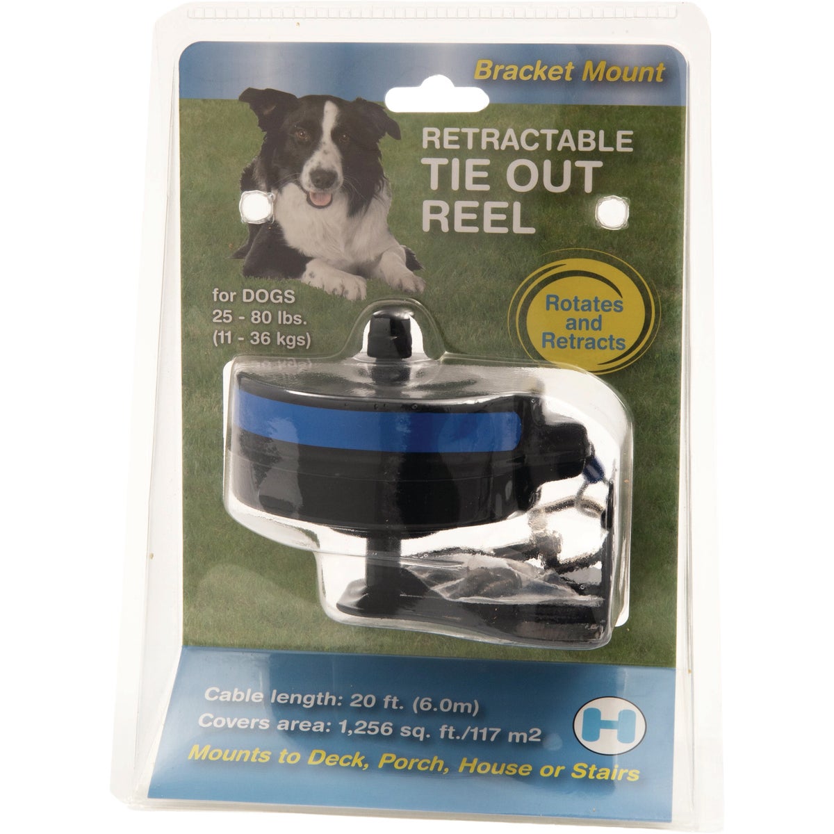 Lixit Retractable Bracket Mount Dog Tie Out with 15 Ft. Cable