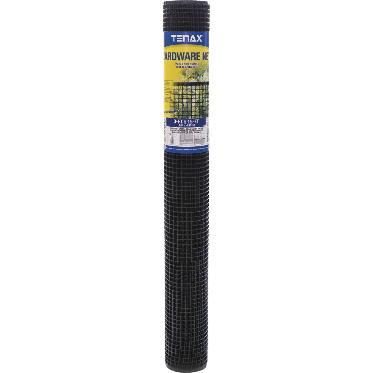 Tenax 3 Ft. H. x 15 Ft. L. Plastic Hardware Netting Garden Fence, Black Image 1