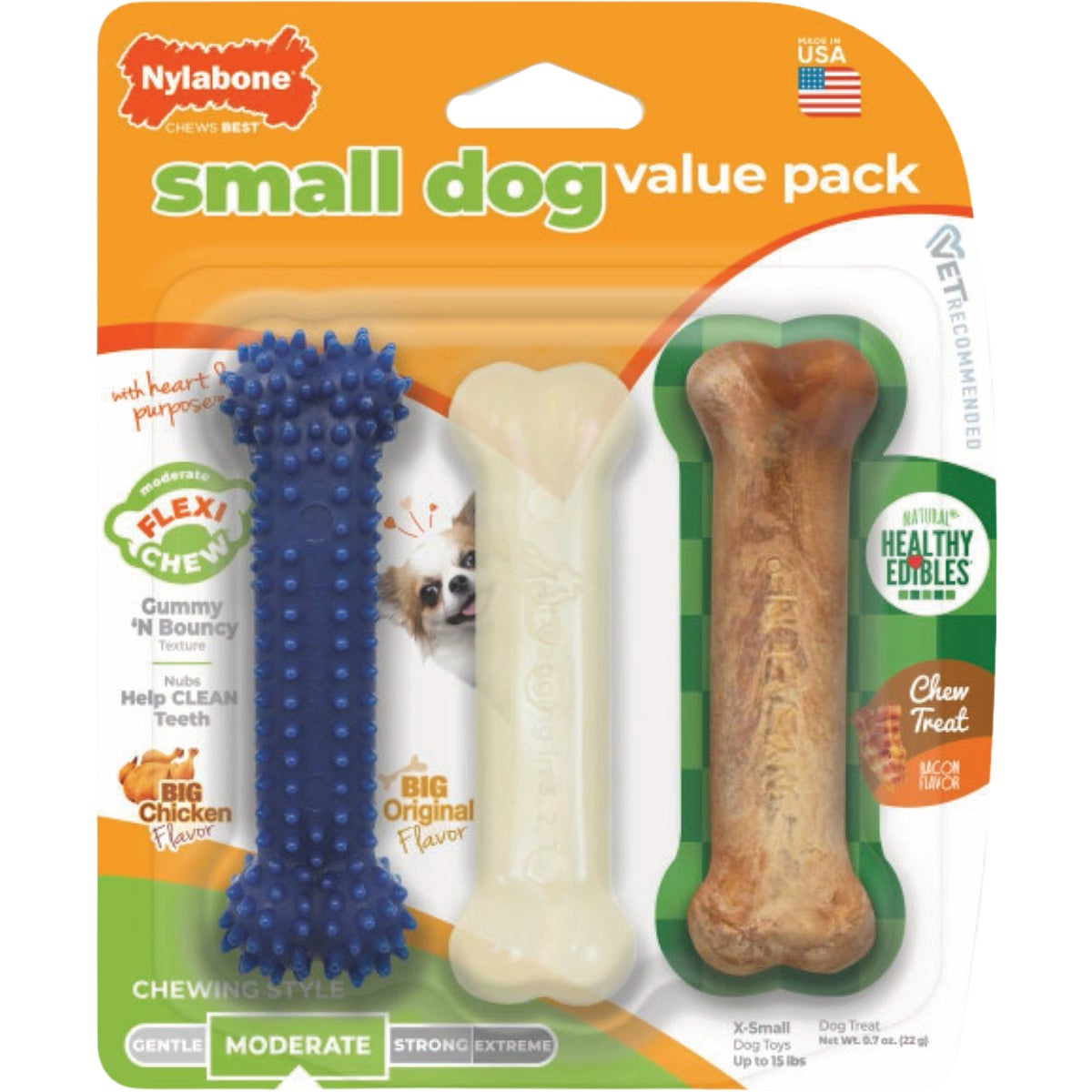 Nylabone Flexi Chew XS Dog Chew Toy (3-Count)