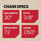Oregon AdvanceCut 20 In. 72-Link Chainsaw Chain Image 5