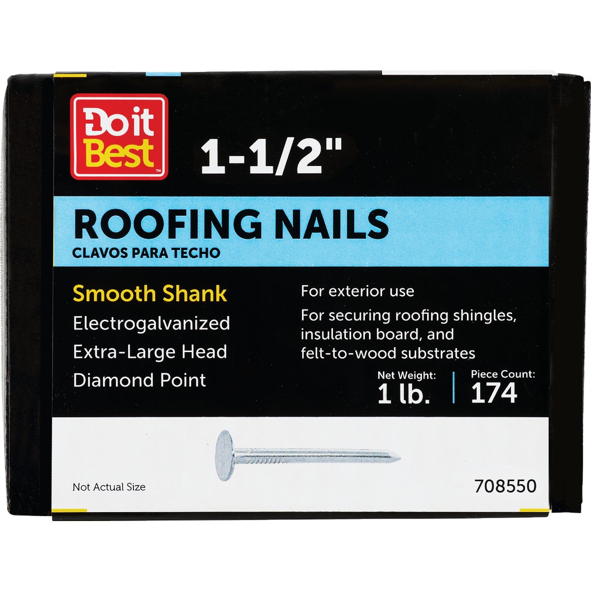 Do it 1-1/2 In. 11 ga Electrogalvanized Roofing Nails (186-Count, 1 Lb.)
