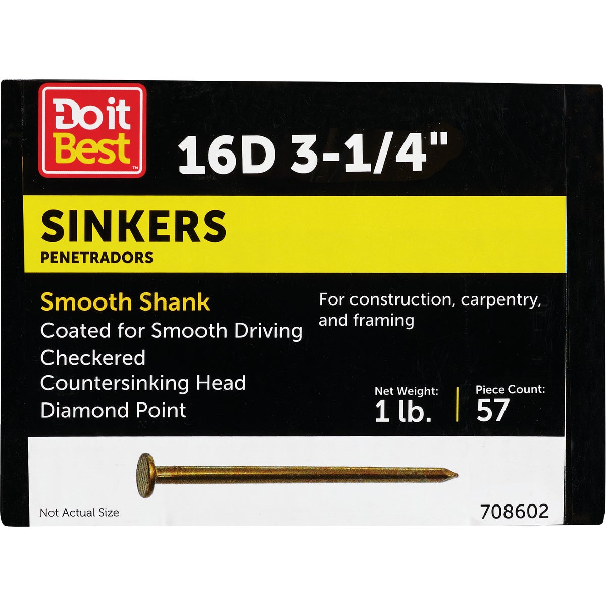 Do it 16d x 3-1/4 In. 9 ga Coated Sinker Framing Nails (64-Count, 1Lb.)