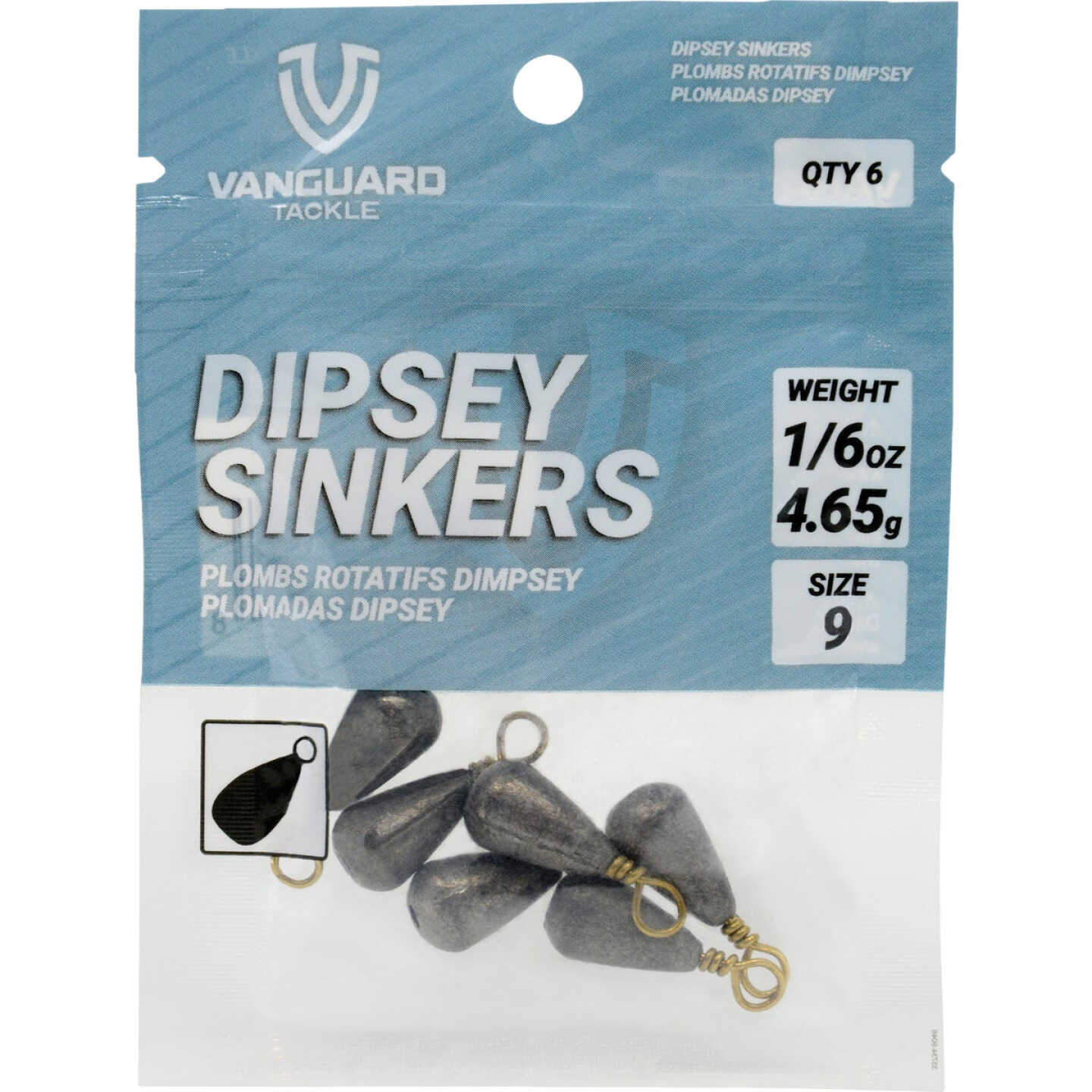 Vanguard 3/8 Oz. Dipsey Sinkers (5-Pack) Image 1