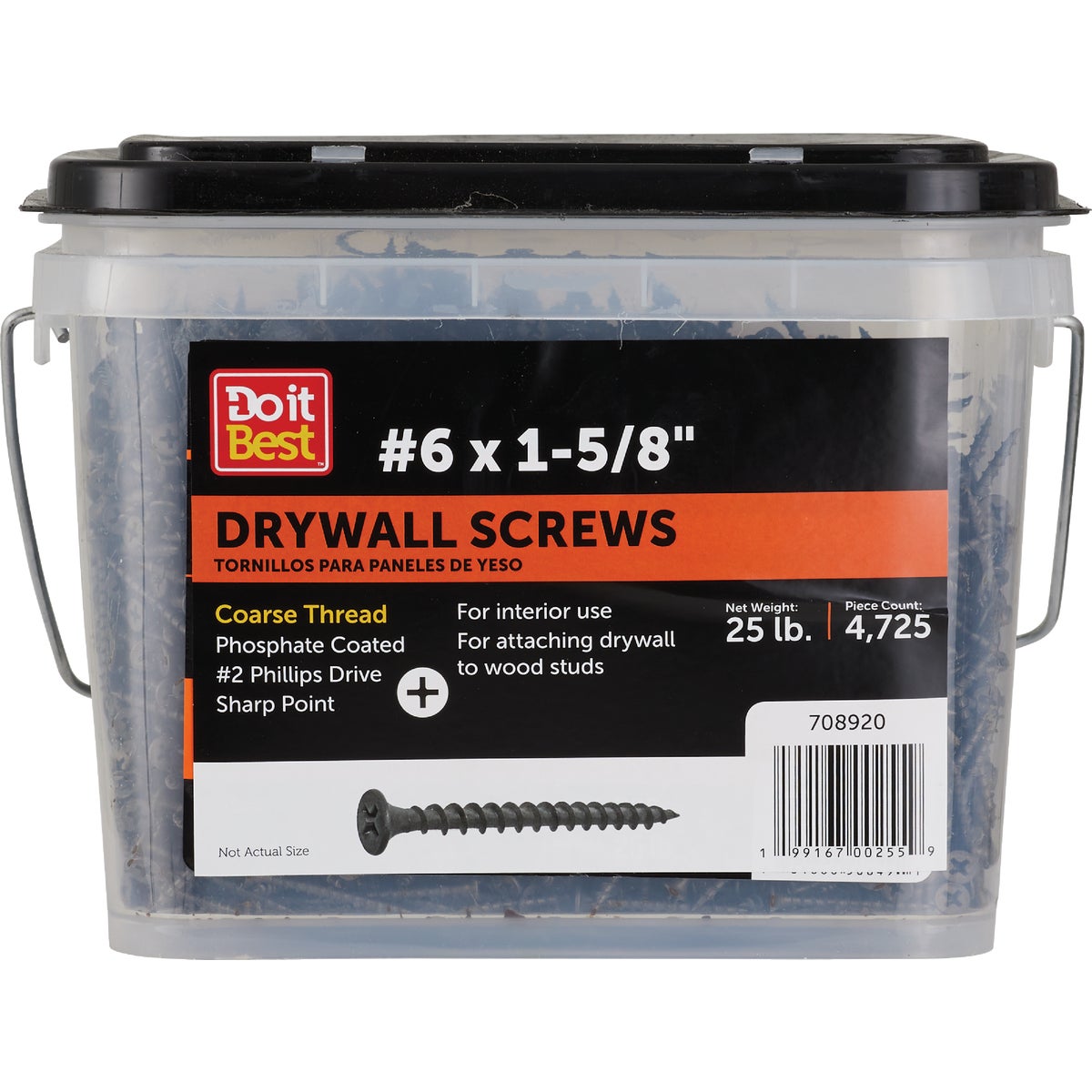 Do it Best #6 x 1-5/8 In. Coarse Thread Drywall Screw (25 Lb.)