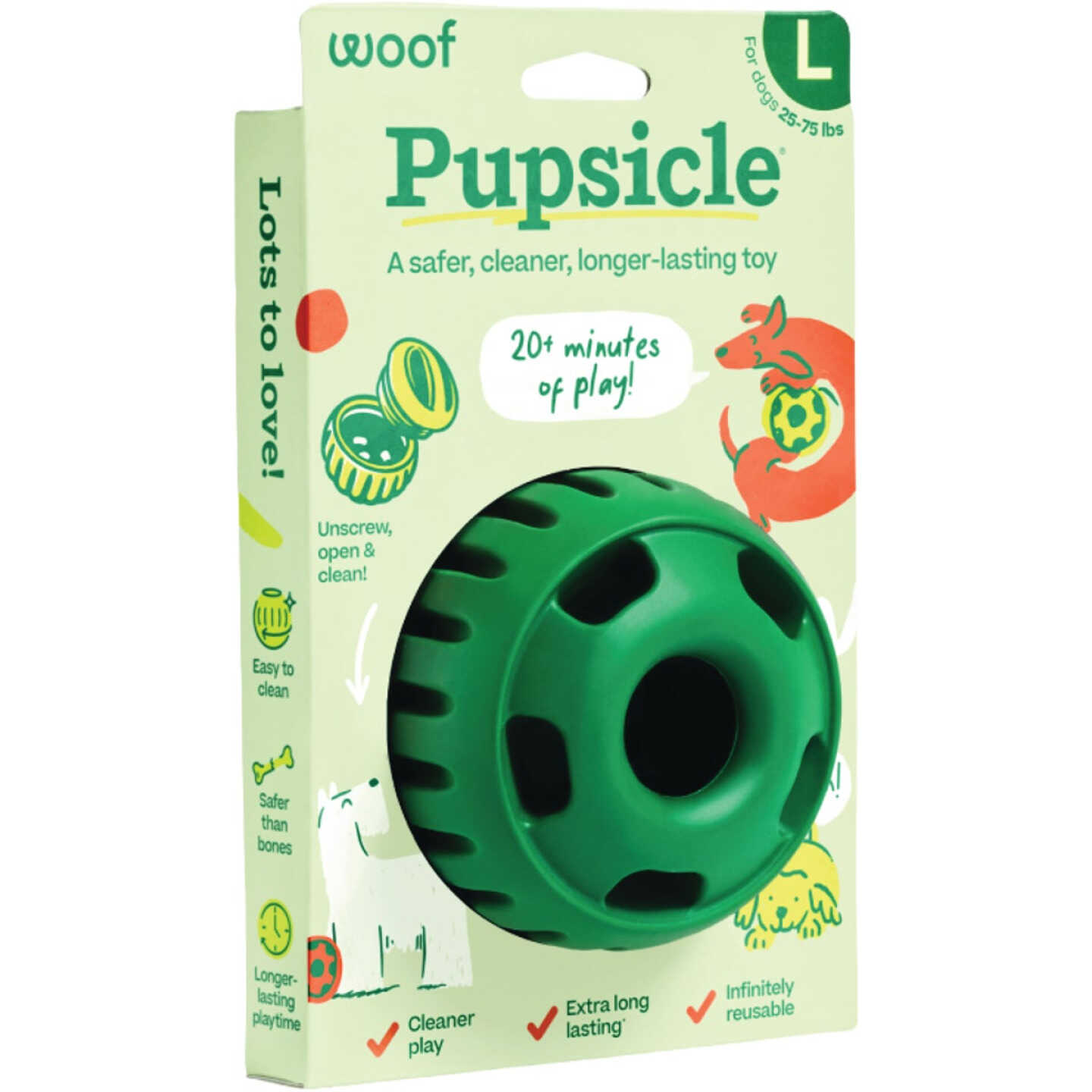 Woof Pupsicle Large Green Dog Toy Image 1