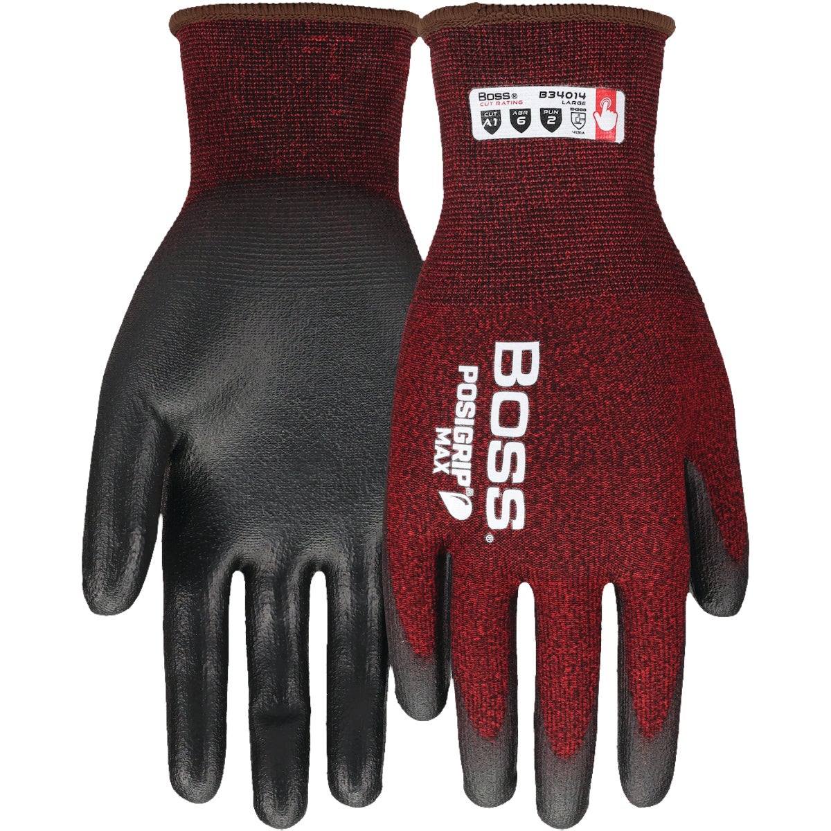 Boss Posigrip Max 18g Nylon Shell PU/Nitrile Coating Grip Glove M Image 1