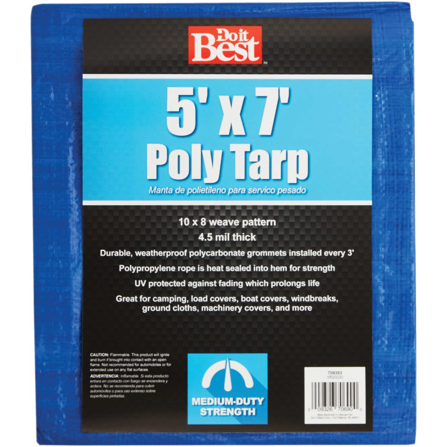 Do it Best Blue Woven 5 Ft. x 7 Ft. Medium Duty Poly Tarp Image 1