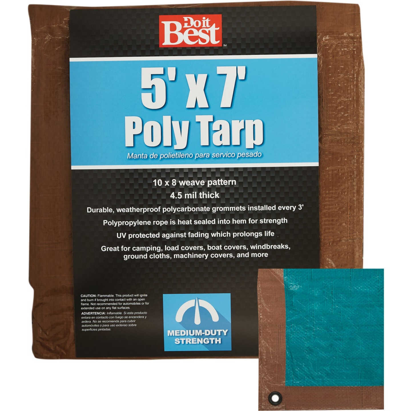 Do it Best 1 Side Green/1 Side Brown Woven 5 Ft. x 7 Ft. Medium Duty Poly Tarp Image 1
