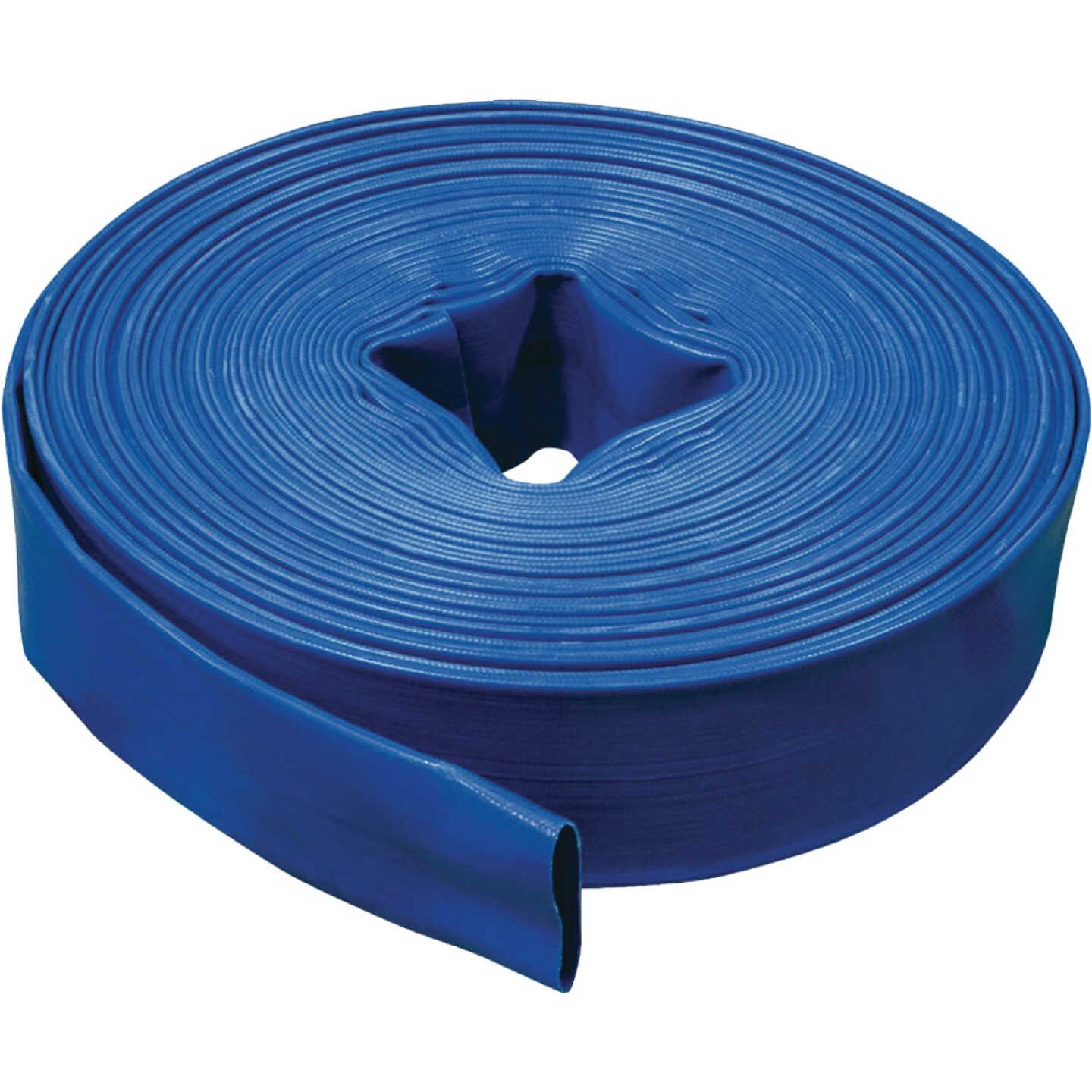 Apache 1-1/2 In. x 100 Ft. Blue Reinforced PVC Lay Flat Discharge Hose, Bulk Image 1