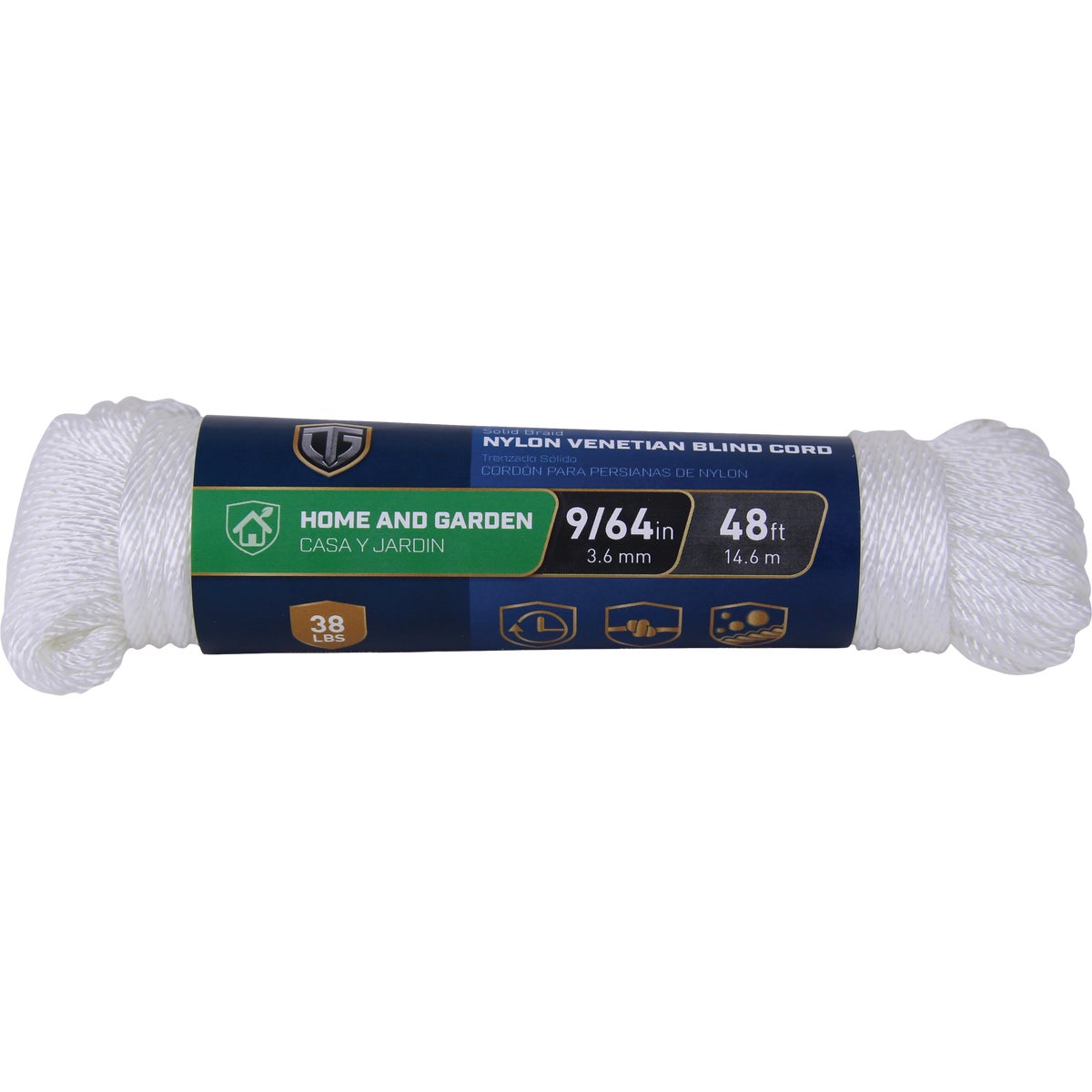 TruGuard 9/64 In. x 48 Ft. White Solid Braid Nylon Venetian Blind Cord