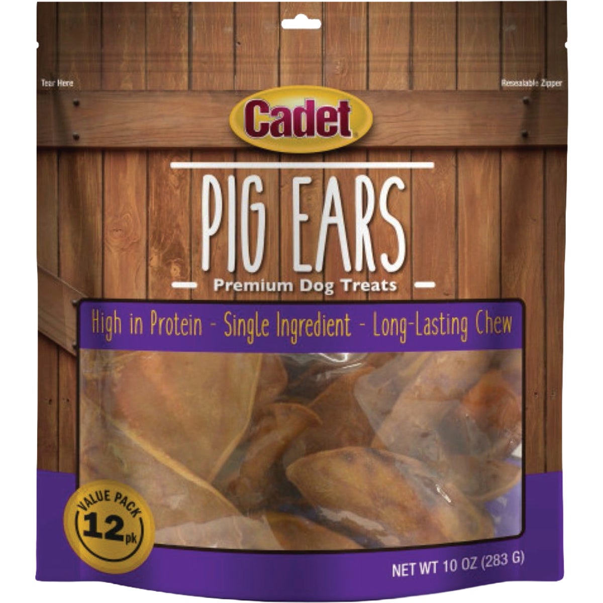 Cadet 10 Oz. Natural Pig Ears for Dogs (12-Pack)