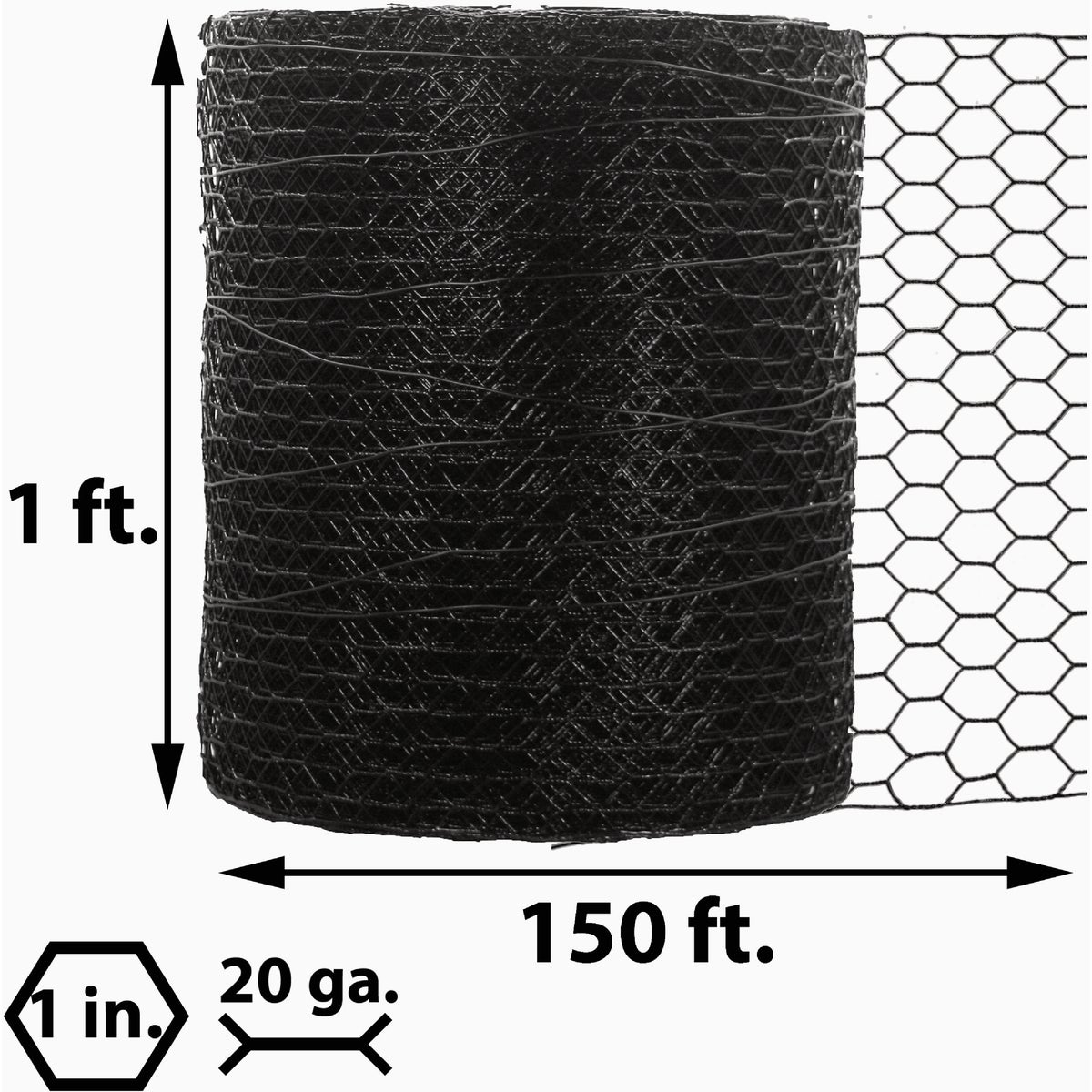 Acorn 1 In. x 12 In. H. x 150 Ft. L. Hexagonal  Vinyl-Coated Wire Poultry Netting Image 2