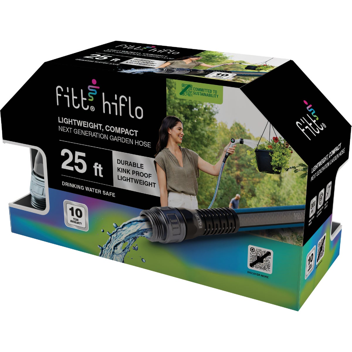 FITT HIFLO 1/2 In. x 25 Ft. Lightweight & Compact Garden Hose
