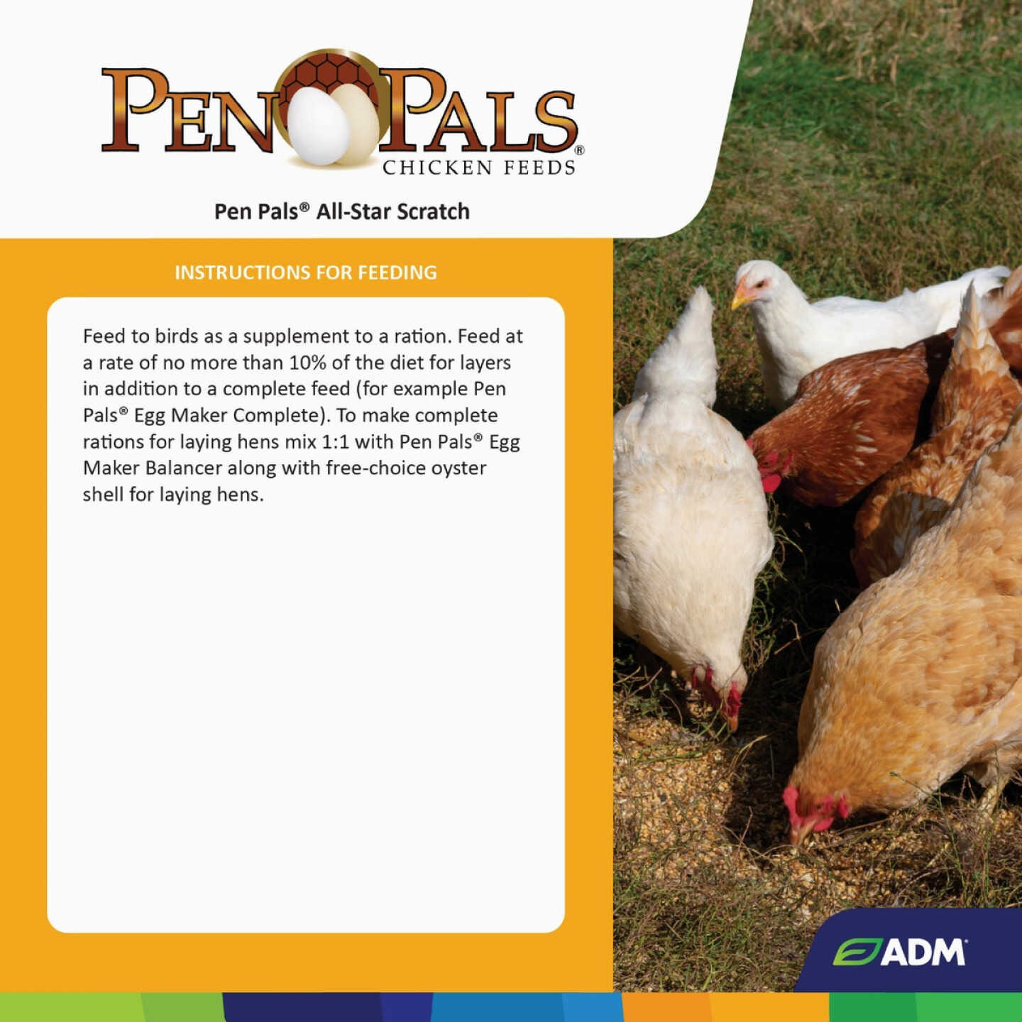 ADM Pen Pals 50 Lb. All-Star Scratch Poultry Grain Mix Image 2