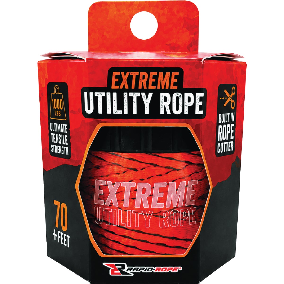 Rapid Rope 70 Ft. 1100 Lb. Tensile Strength Orange Utility Rope