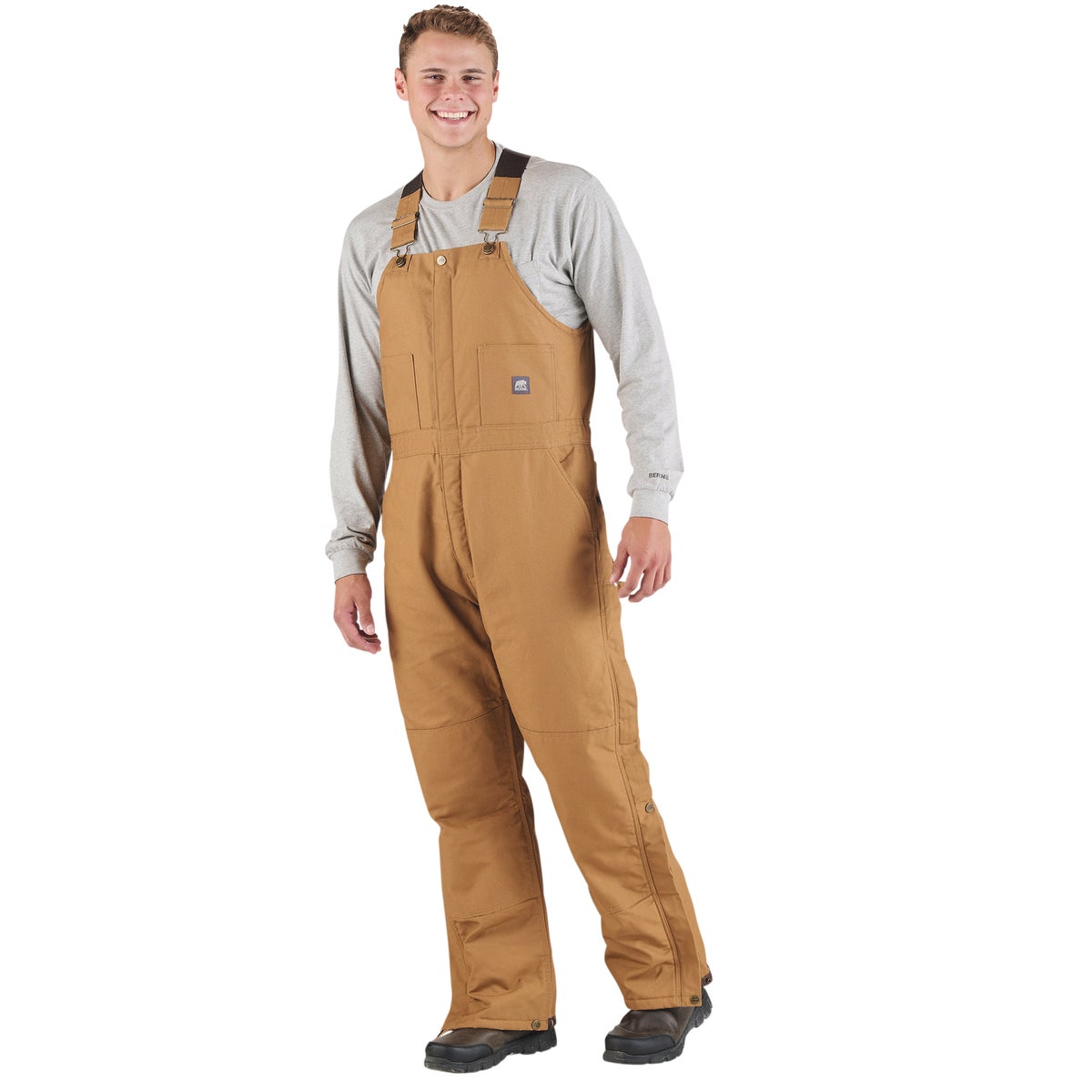 Berne Men's Medium Brown Duck Heritage Insulated Bib Overalls