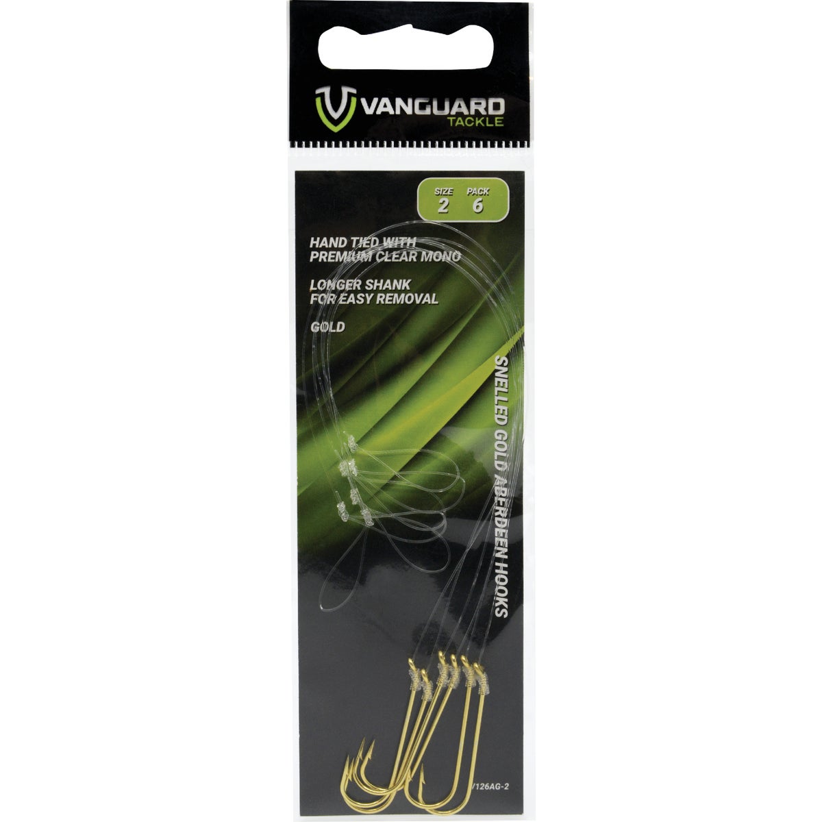 Vanguard Size 6 Snelled Gold Aberdeen Hooks (6-Pack)