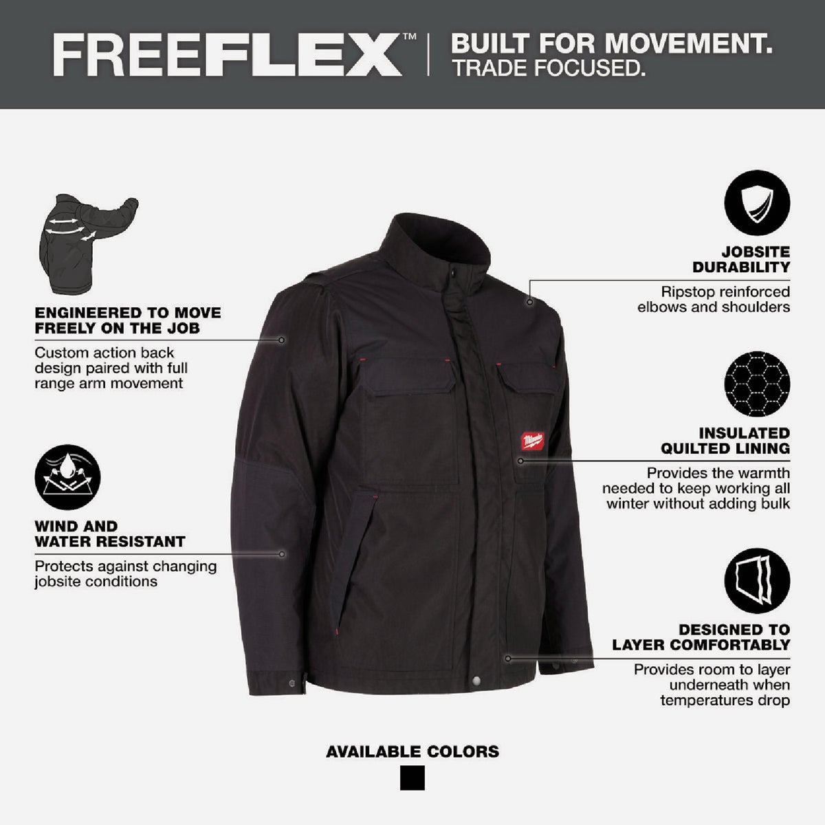 Milwaukee FREEFLEX Men's 3XL Black Insulated Jacket Image 5