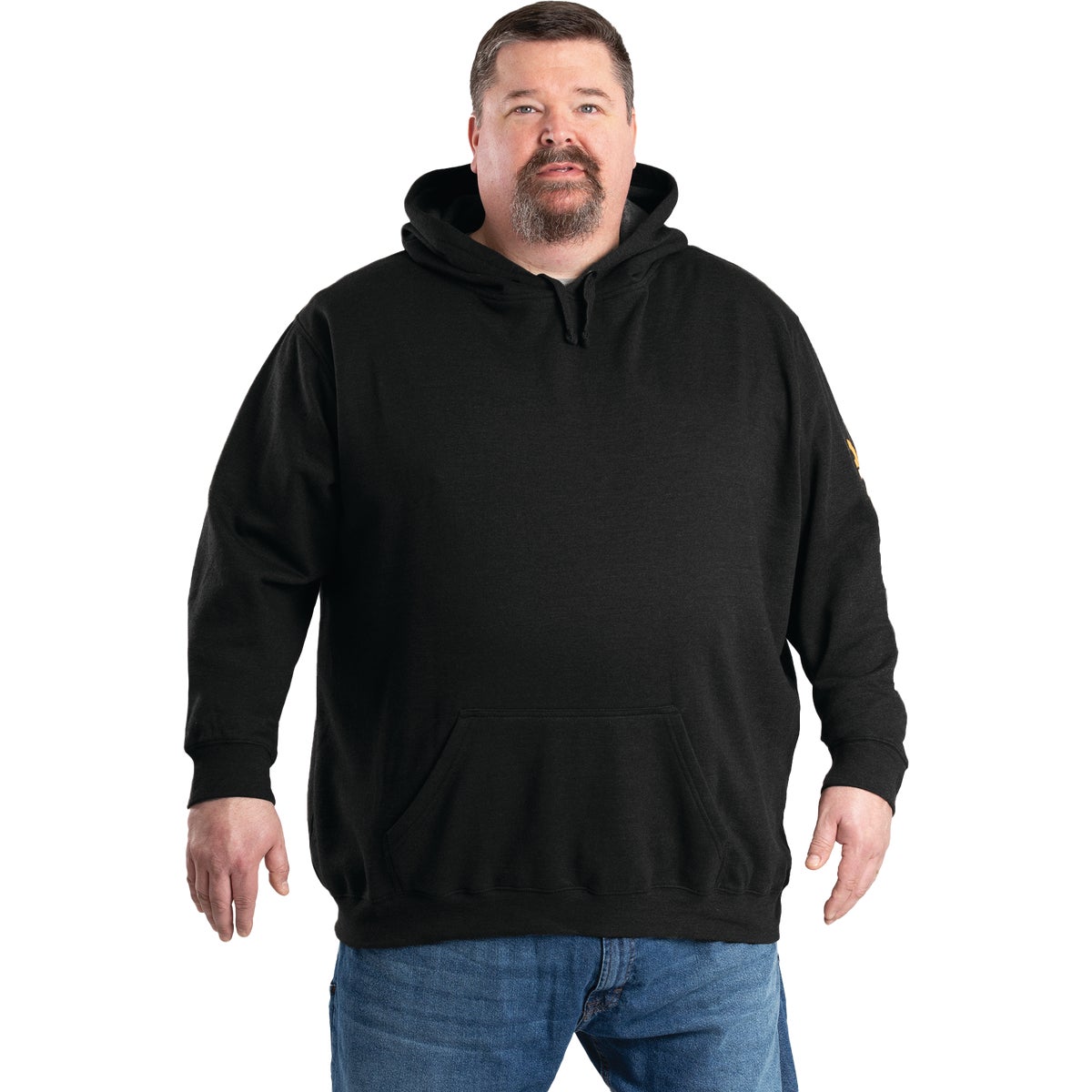 Berne Men's Medium Regular Black Signature Sleeve Hooded Pullover Sweatshirt