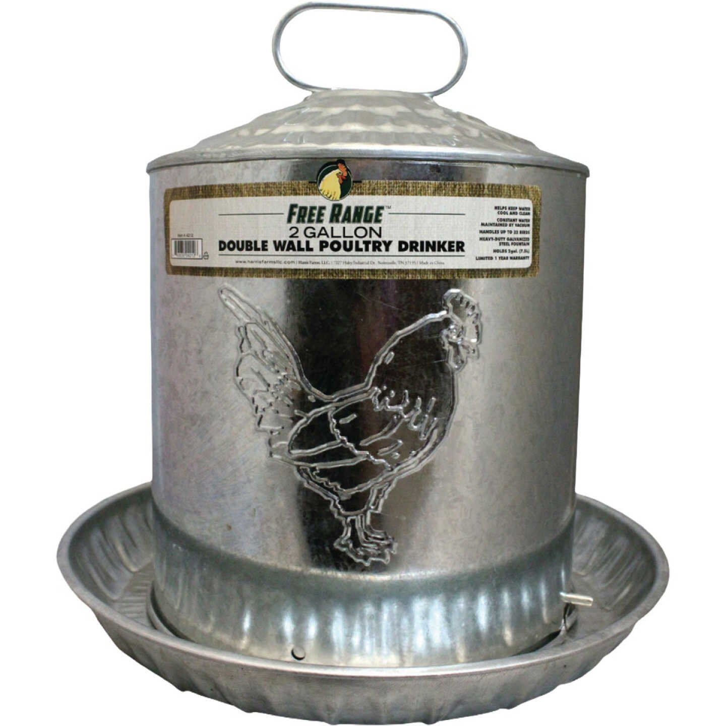 Manna Pro 2 Gal. Galvanized Steel Chicken Waterer Image 1